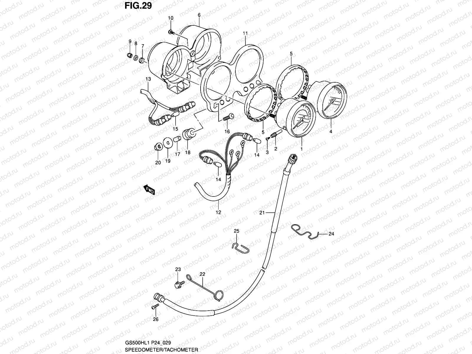 29 - SPEEDOMETER - TACHOMETER (GS500FH)