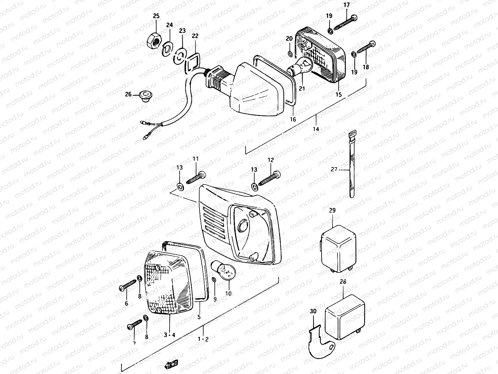 29 - TURN SIGNAL LAMP (E15, E18, E21, E22, E25, E26)