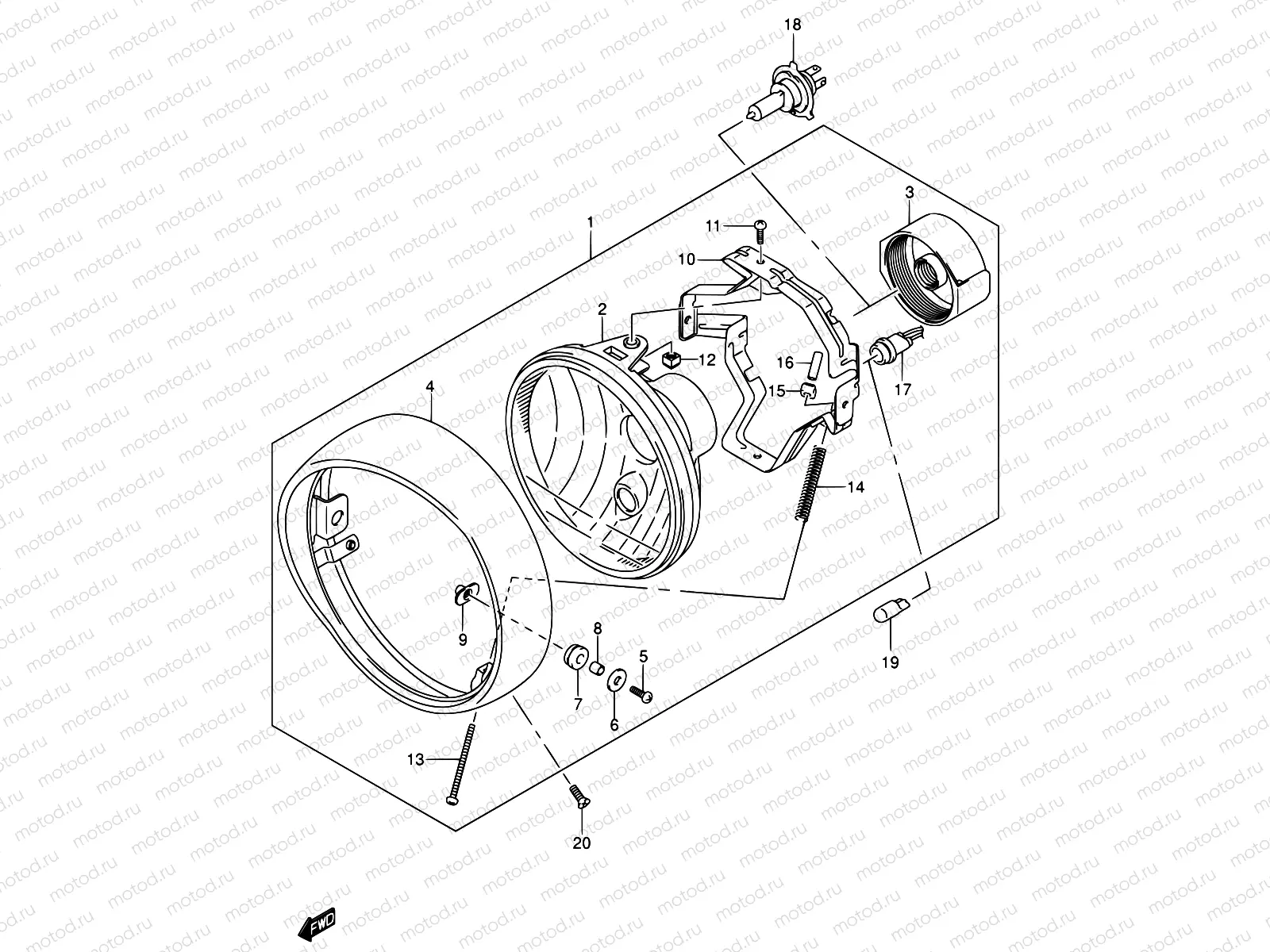 29A - HEADLAMP ASSY (MODEL K5 E02,E19)