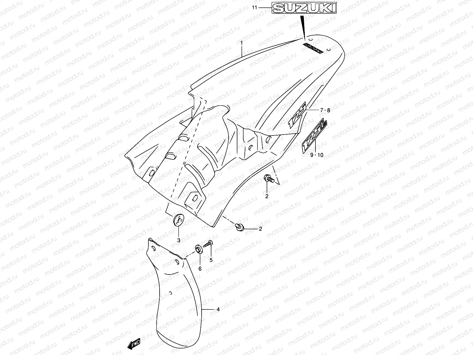 29A - REAR FENDER (MODEL K4/K5/K6)