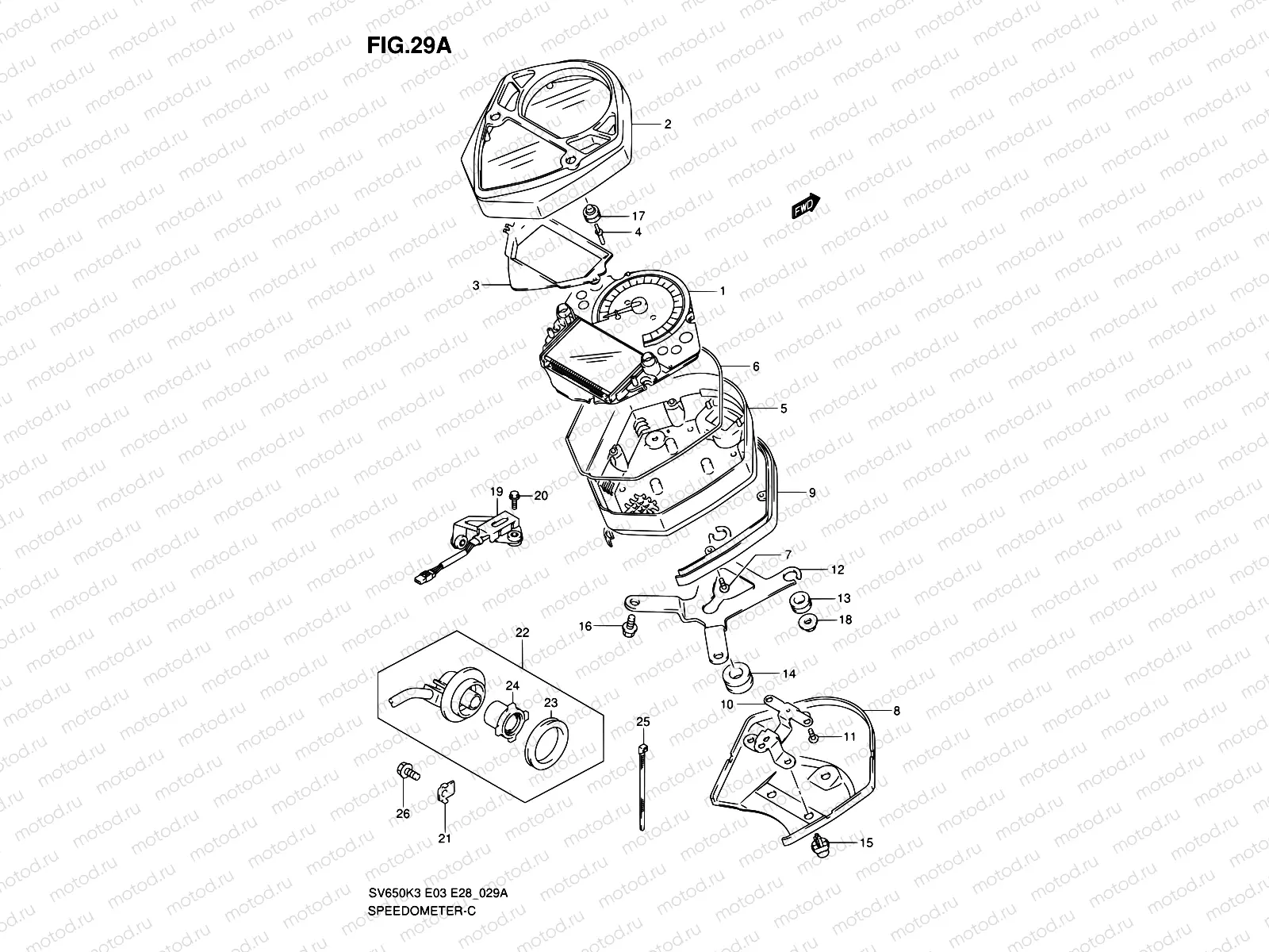 29A - SPEEDOMETER (SV650K5/K6/K7)