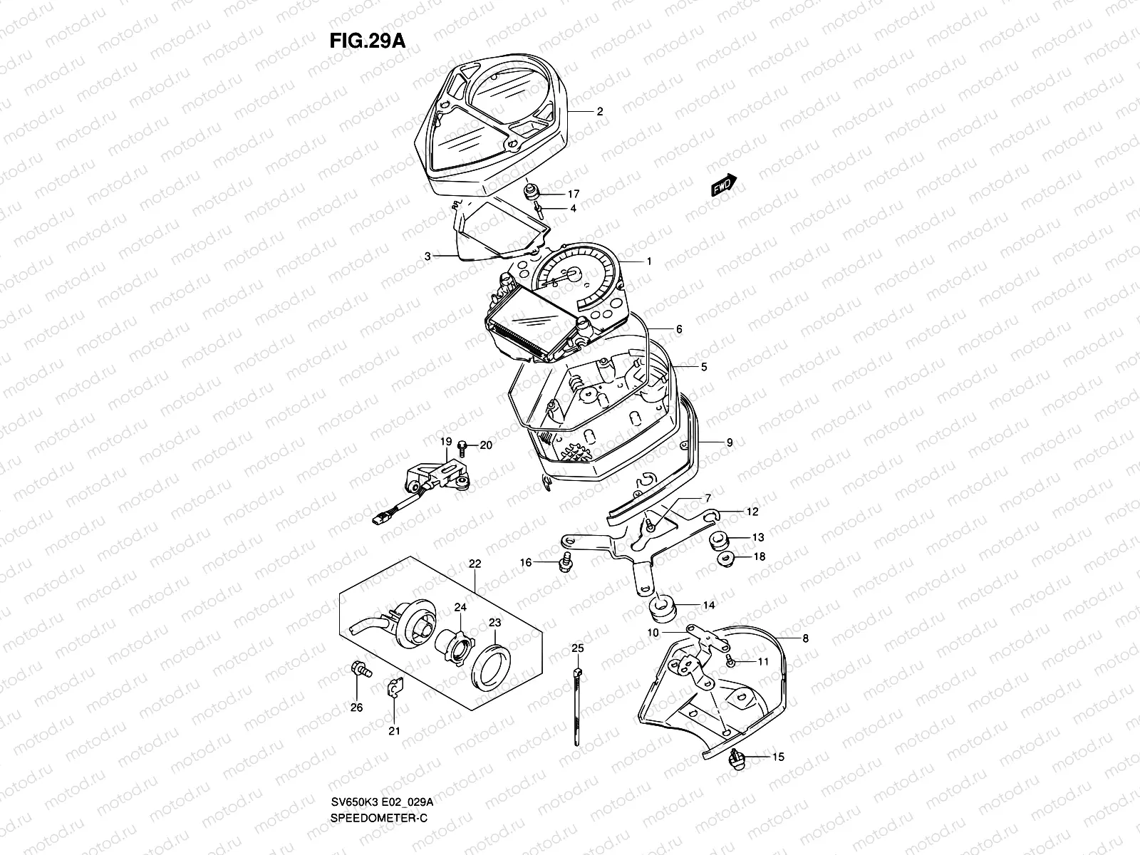 29A - SPEEDOMETER (SV650K5/K6/K7/UK5/UK6/UK7)
