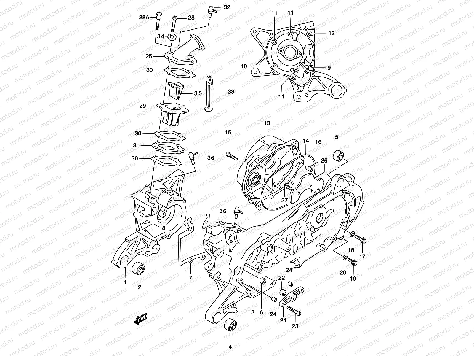 2A - CRANKCASE (MODEL AY50WR K2, SEE NOTE)