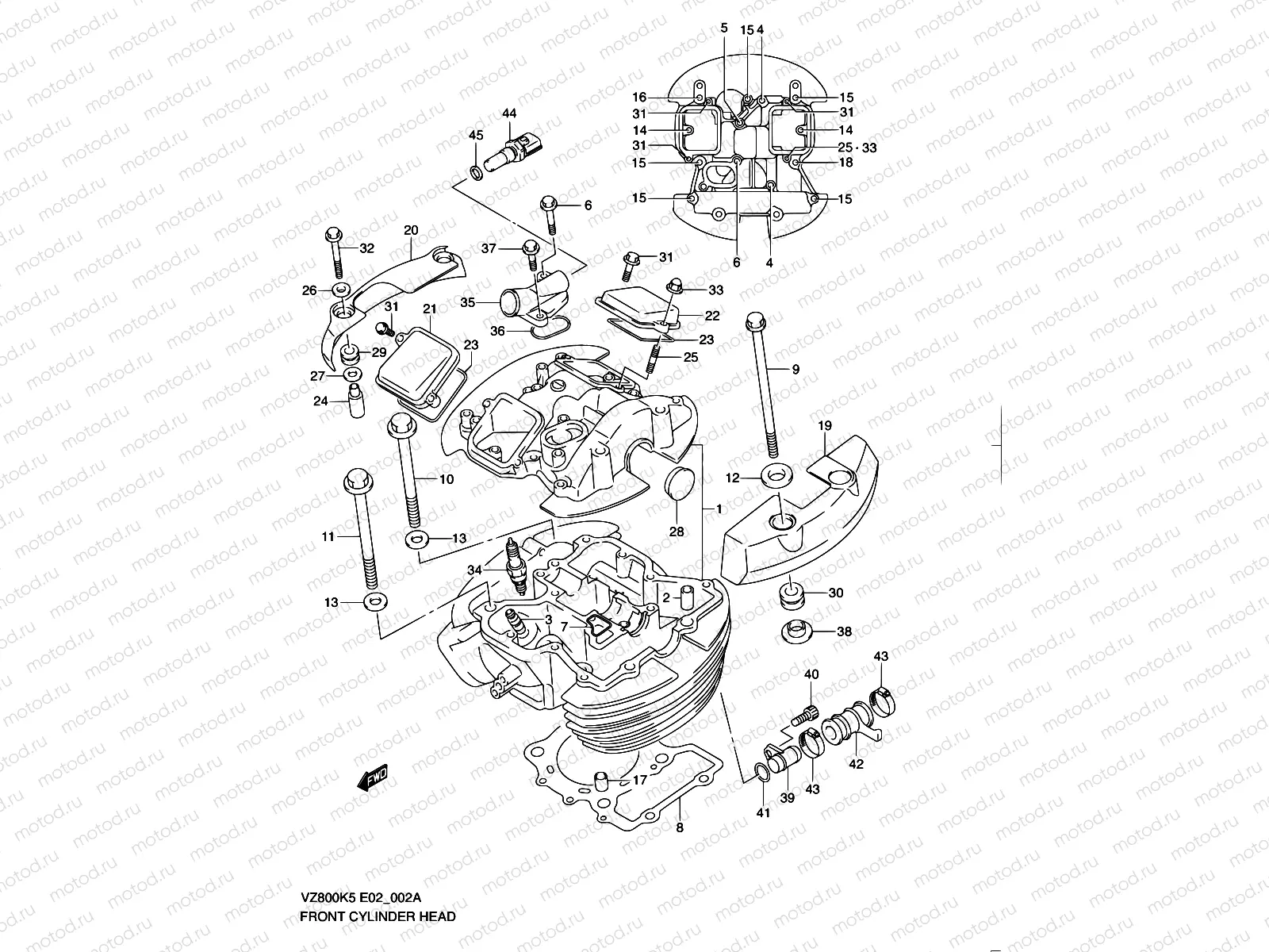 2A - FRONT CYLINDER HEAD (MODEL K9)