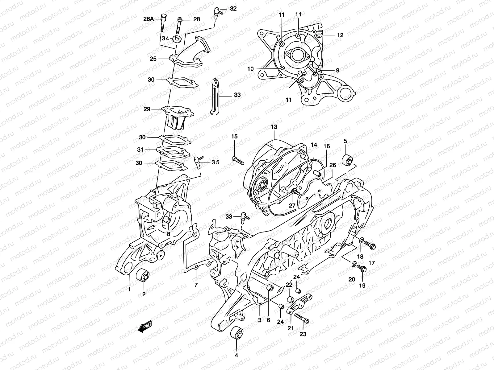 2B - CRANKCASE (MODEL AY50W K3/K4)