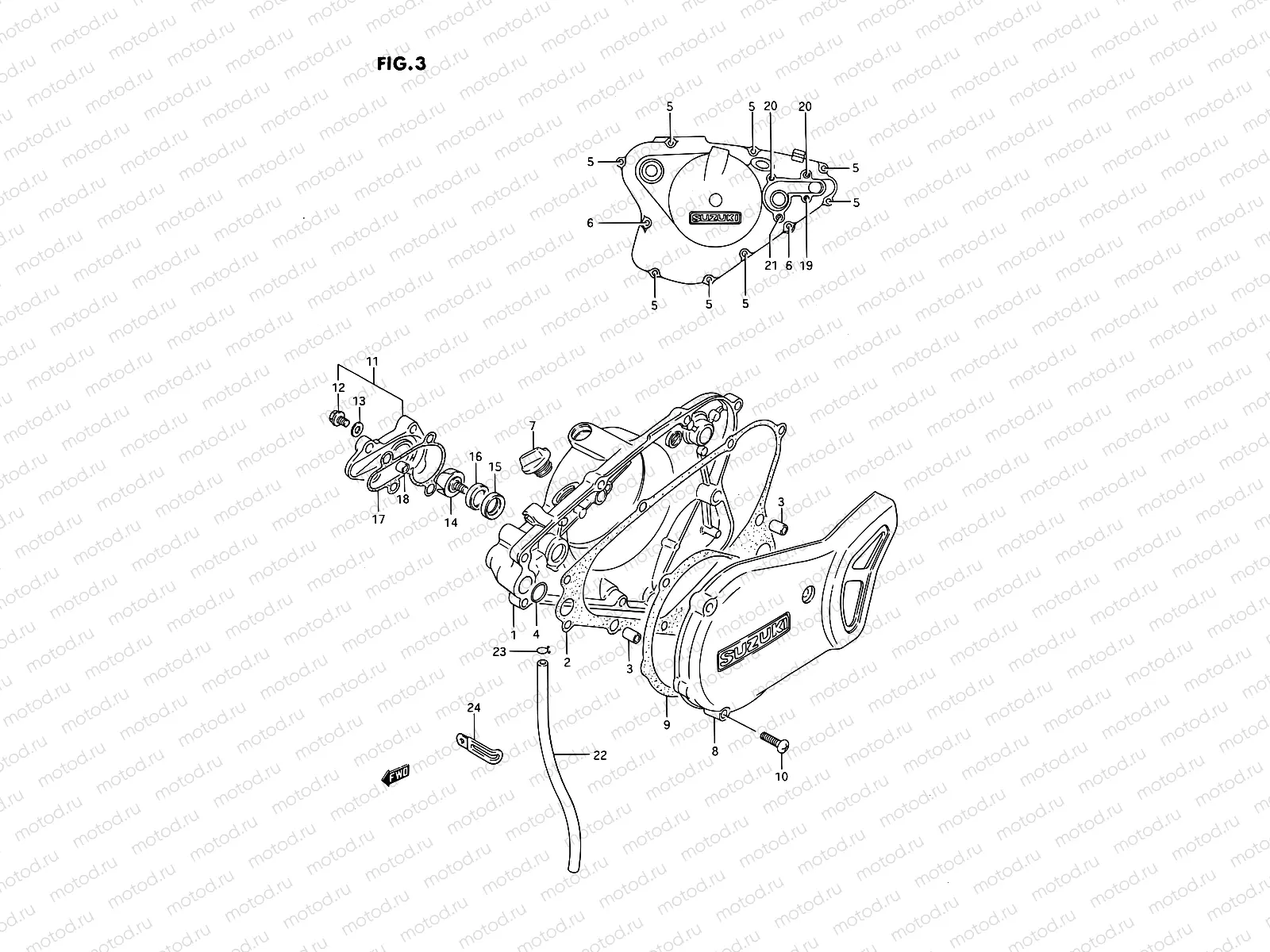 3 - CRANKCASE COVER-WATER PUMP (MODEL G/H)