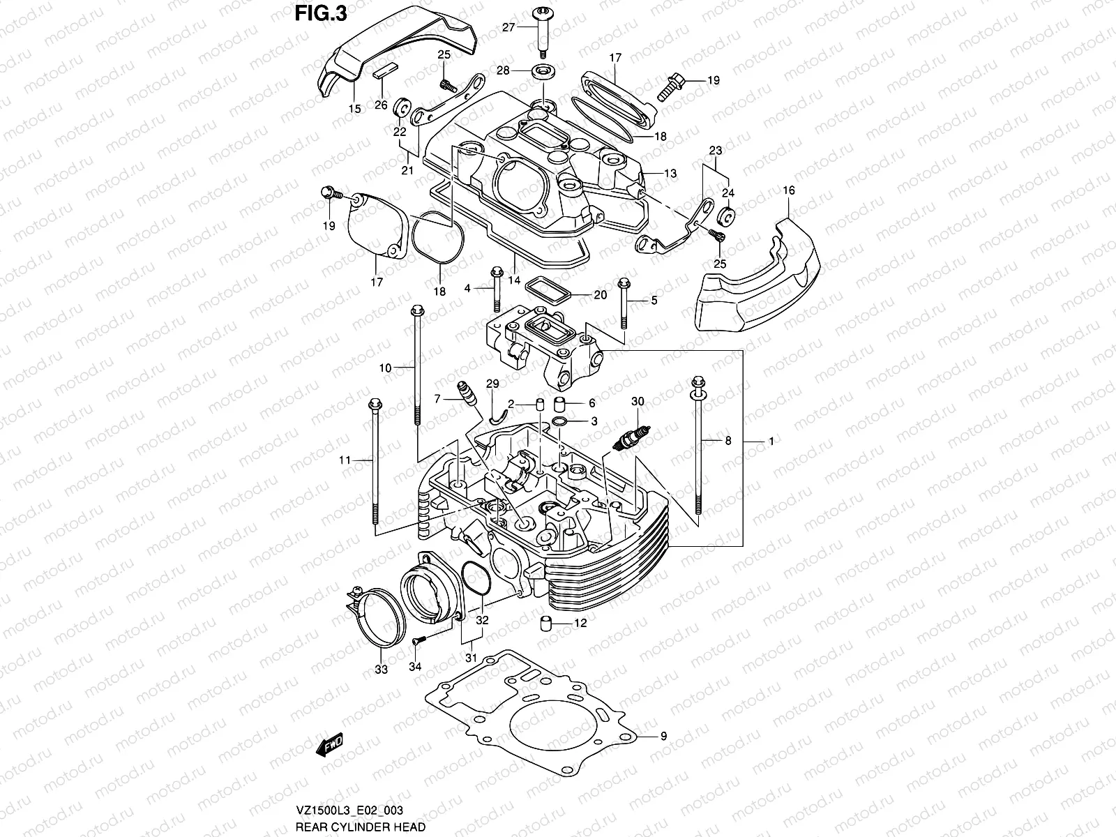 3 - REAR CYLINDER HEAD