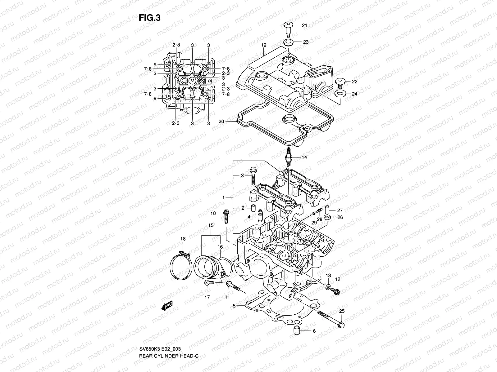 3 - REAR CYLINDER HEAD (MODEL K3/K4/K5/K6)