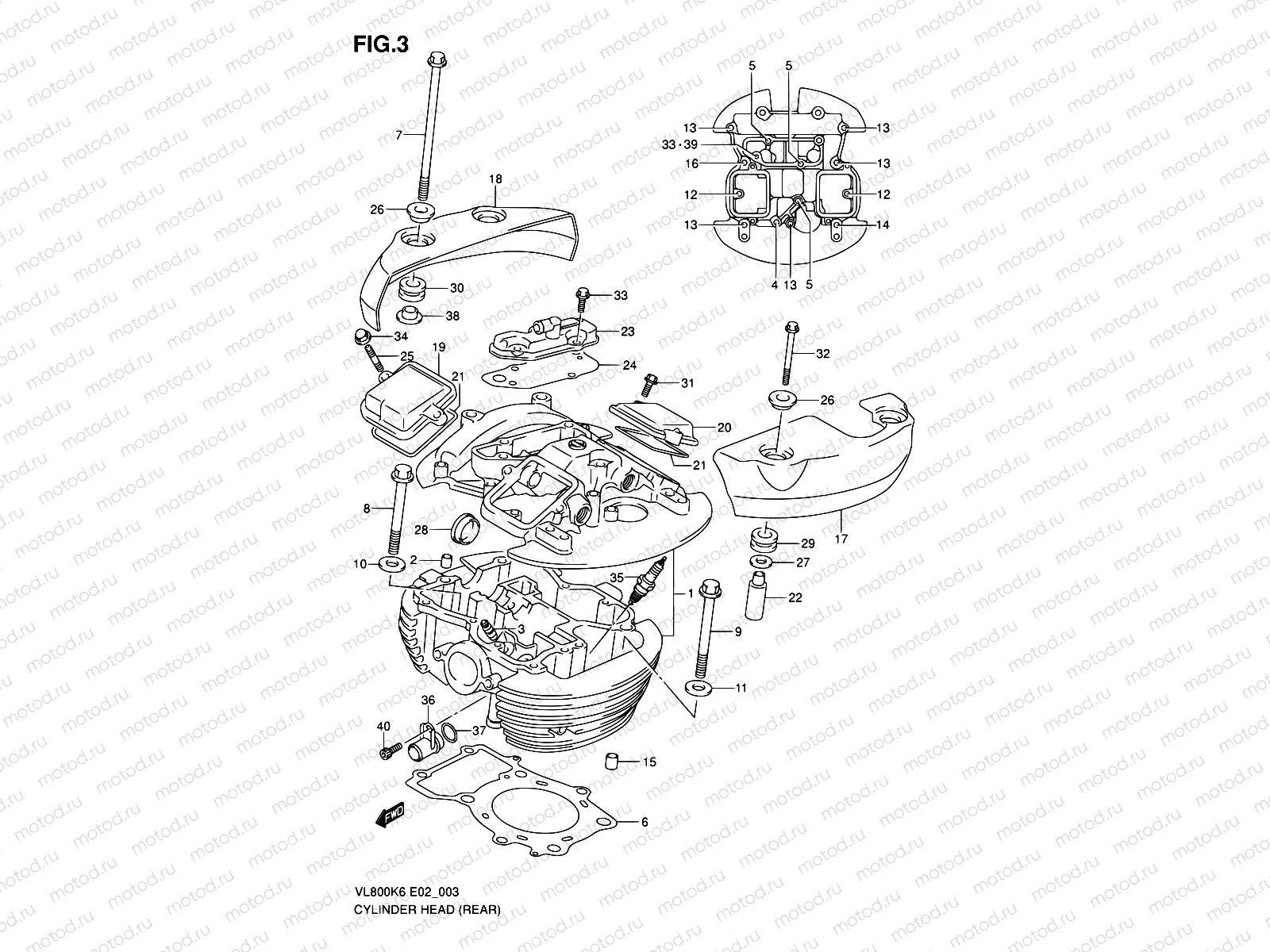 3 - REAR CYLINDER HEAD (MODEL K6/K7/K8)