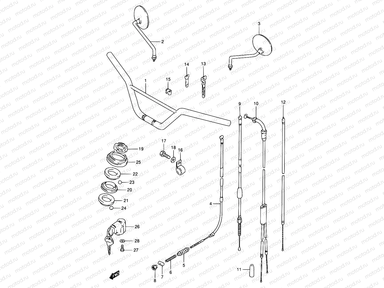 30 - HANDLE BAR - CONTROL CABLE