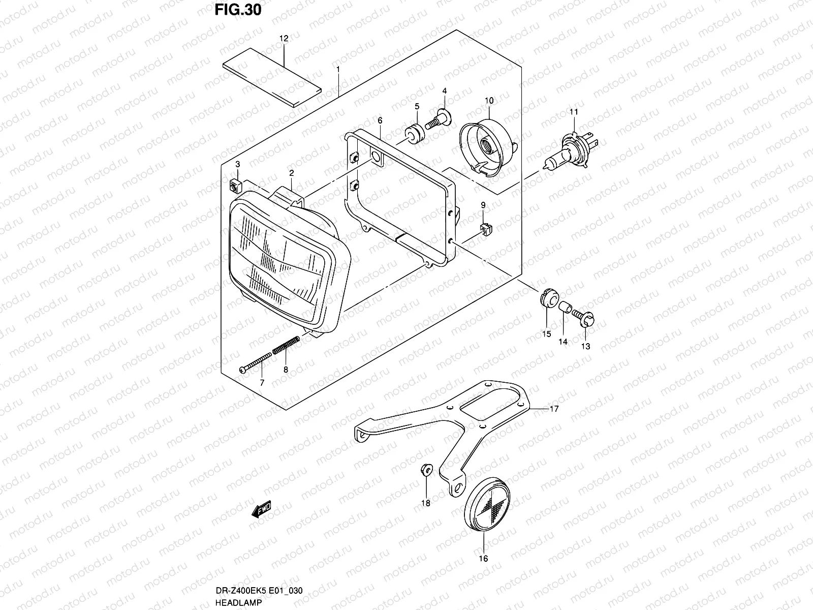 30 - HEADLAMP (DR-Z400EK5/K6/K7/K9 E24)