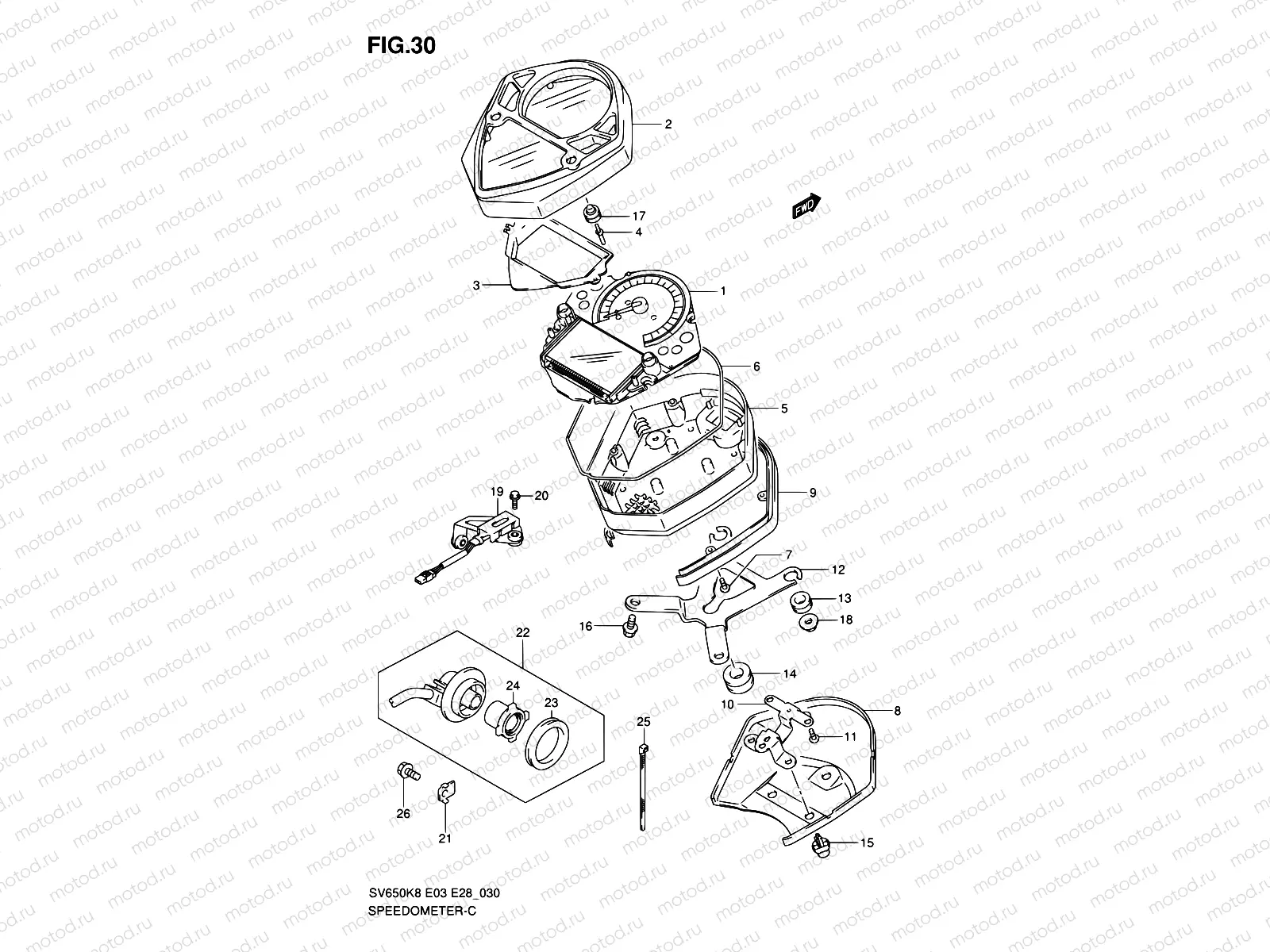 30 - SPEEDOMETER (SV650K8/K9)