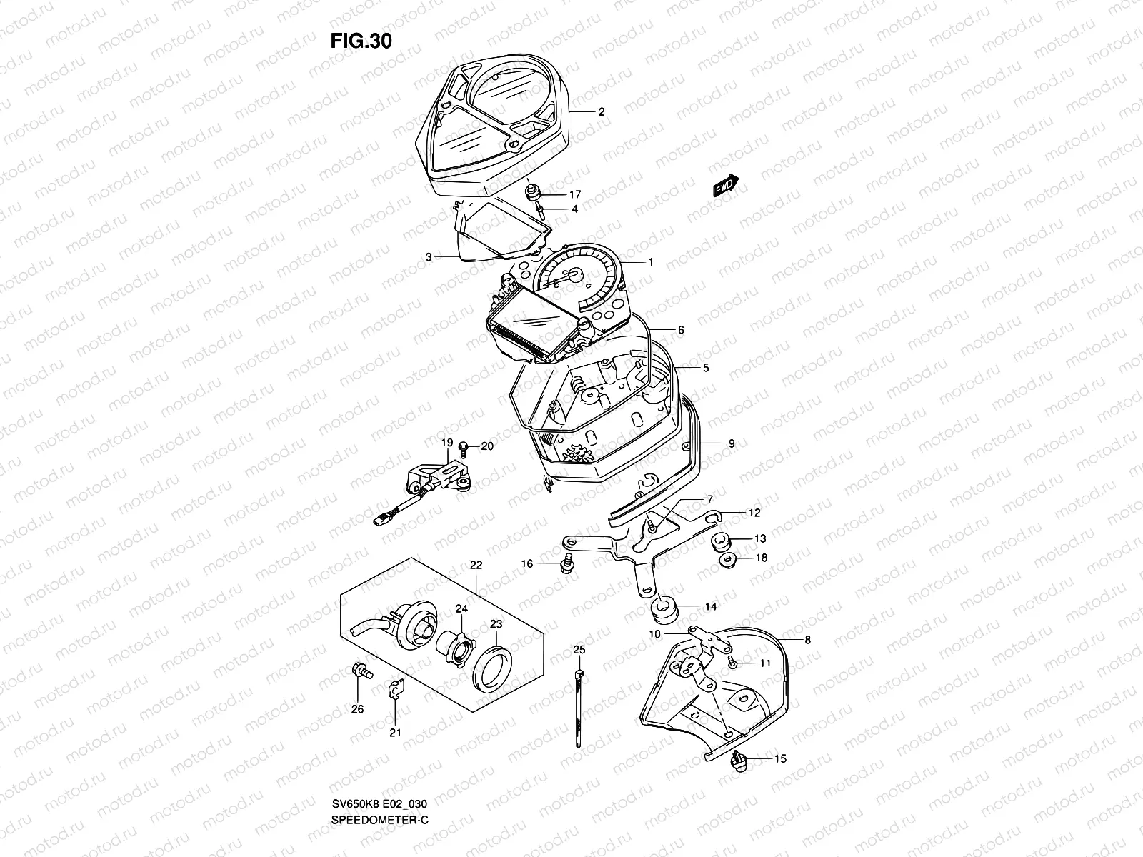 30 - SPEEDOMETER (SV650K8/K9/UK8/UK9)