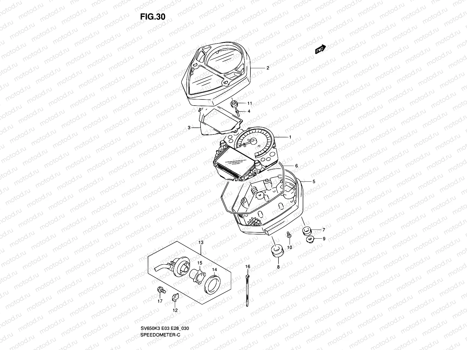 30 - SPEEDOMETER (SV650SK3/SK4)