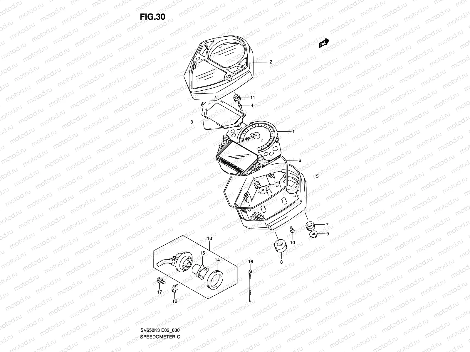 30 - SPEEDOMETER (SV650SK3/SK4/SUK3/SUK4)