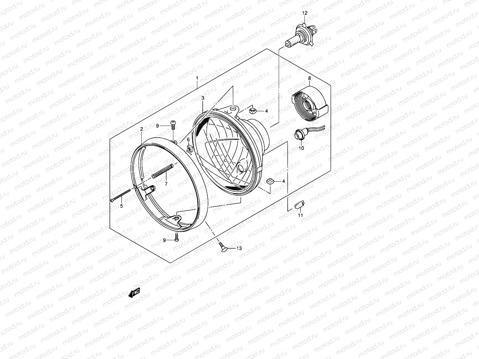 30A - HEADLAMP ASSY (GSX1400K4/K5/UK4/UK5 E02,E19)