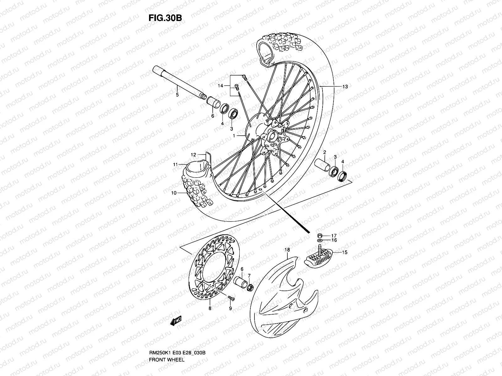 30B - FRONT WHEEL (RM250ZK6)