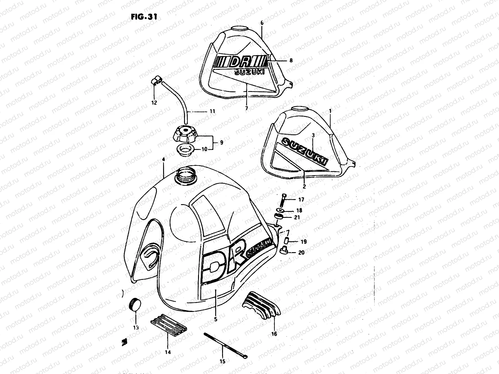 31 - FUEL TANK (DR500SG/SH/SJ)