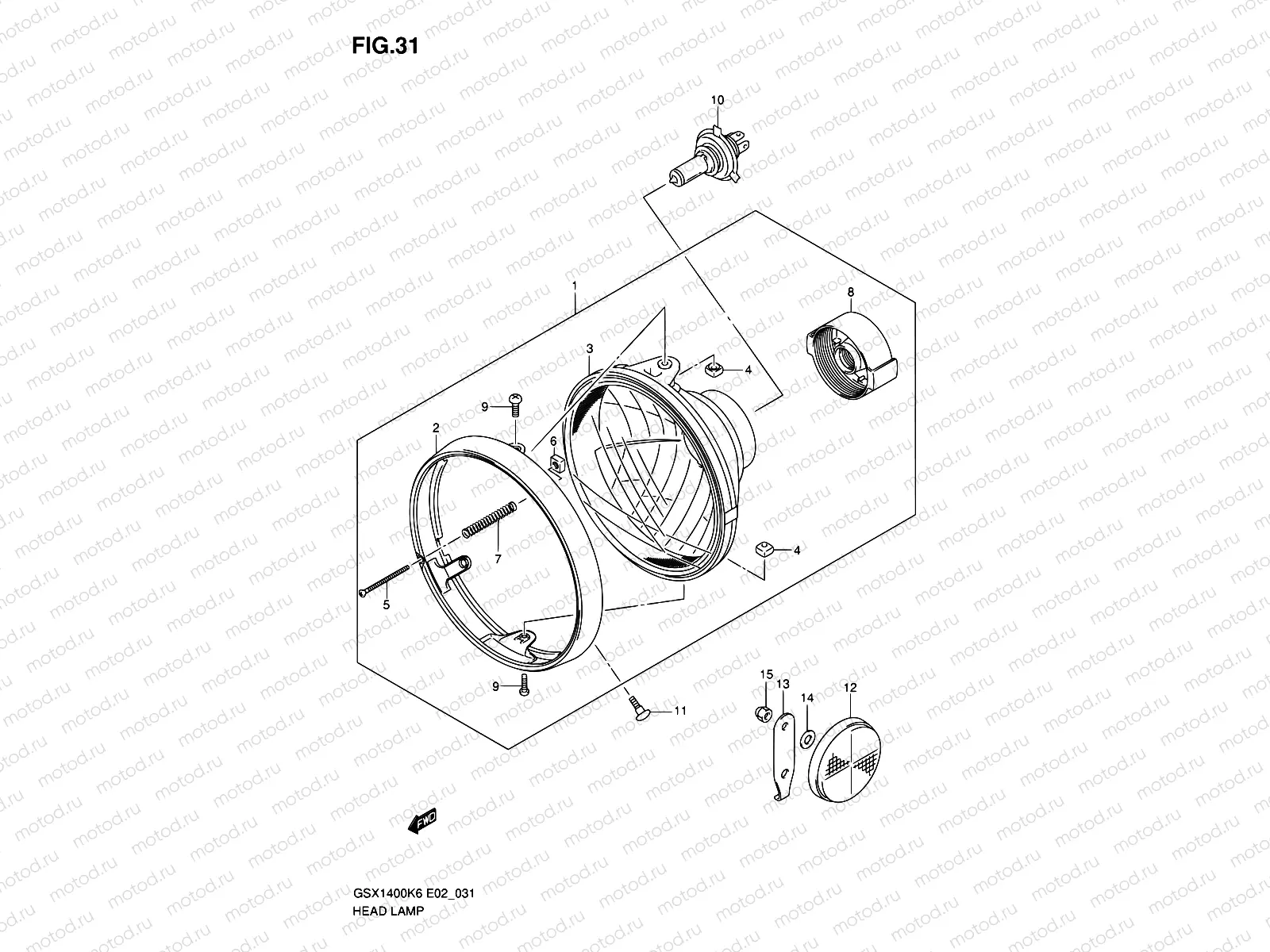 31 - HEADLAMP ASSY (GSX1400K6/K7/ZK7 E24)