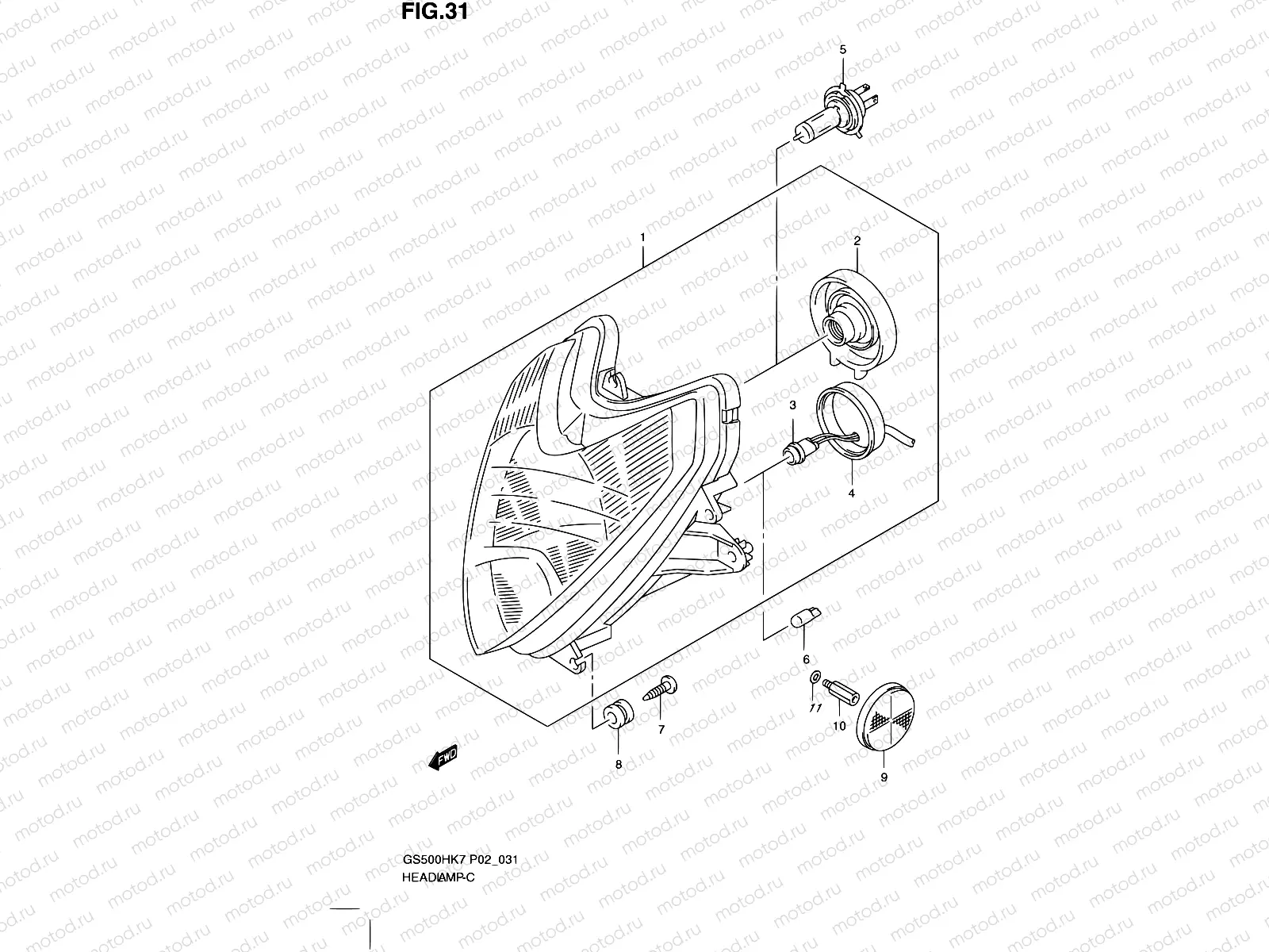 31 - HEADLAMP (GS500FH P24)