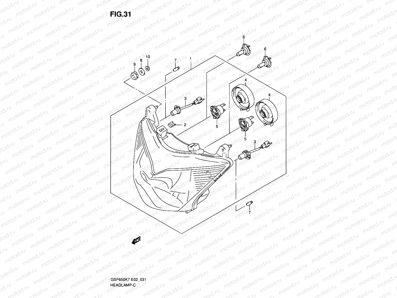 31 - HEADLAMP (GSF650SK7/SK8/SUK7/SUK8/SAK7/SAK8/SUAK7/SUAK8)
