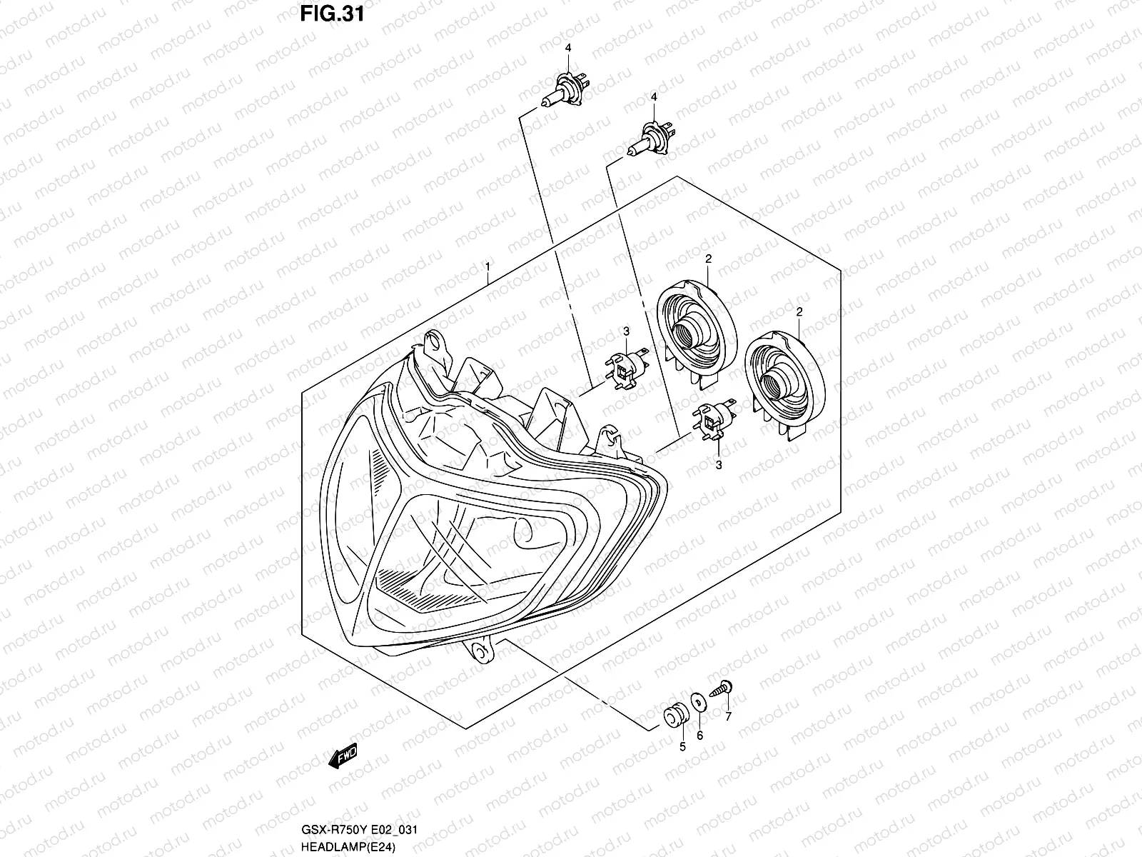 31 - HEADLAMP (MODEL Y/K1 E24)