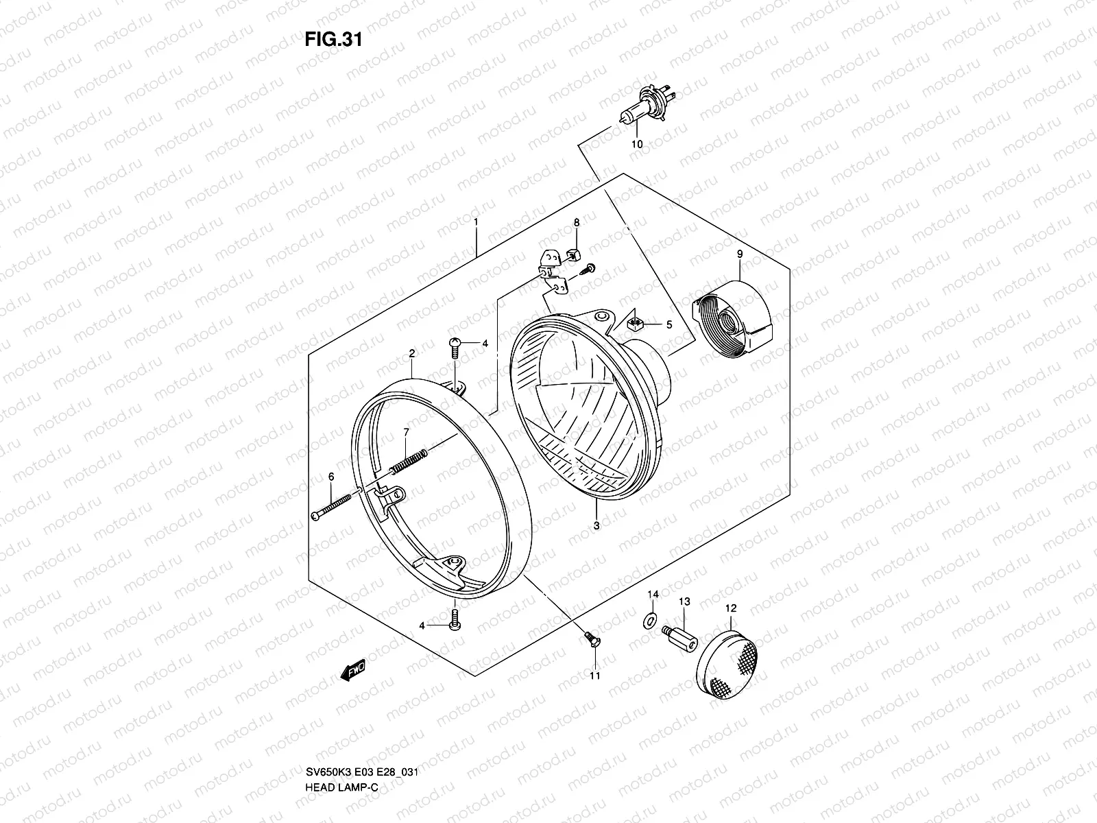 31 - HEADLAMP (SV650K3/K4/K5/K6/K7/AK7)