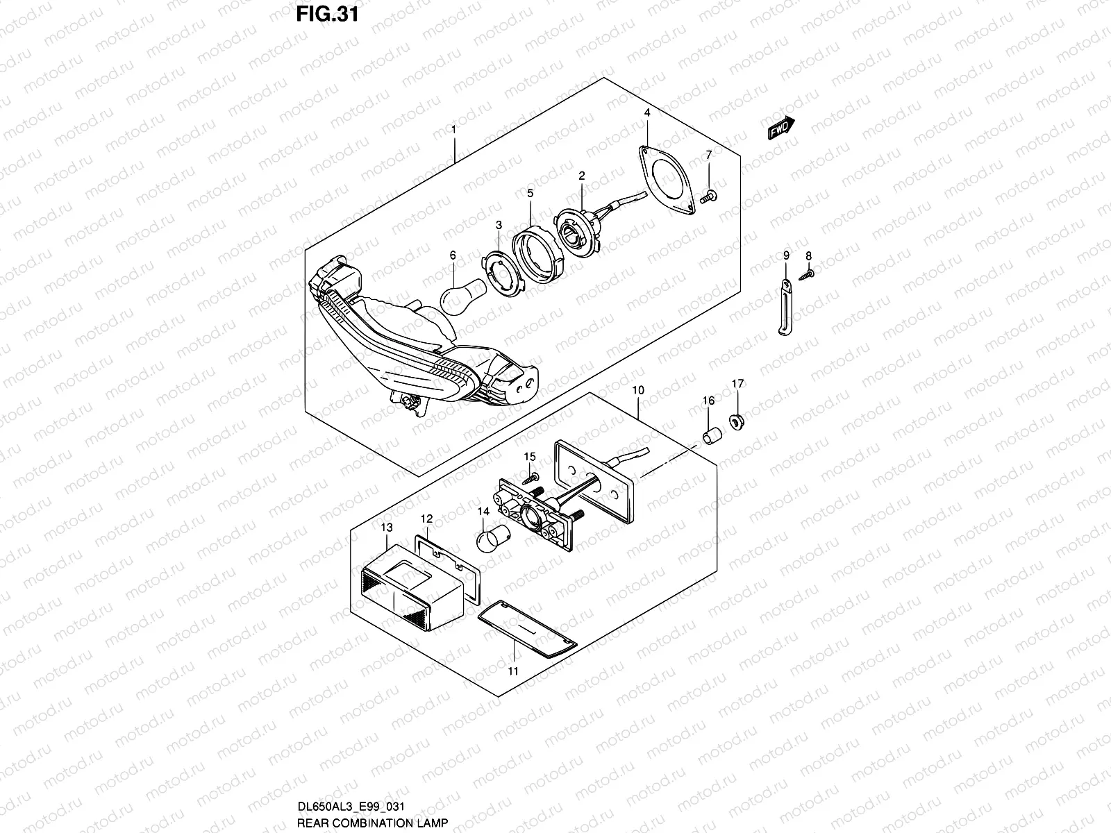 31 - REAR COMBINATION LAMP (WITHOUT REFLECTOR)