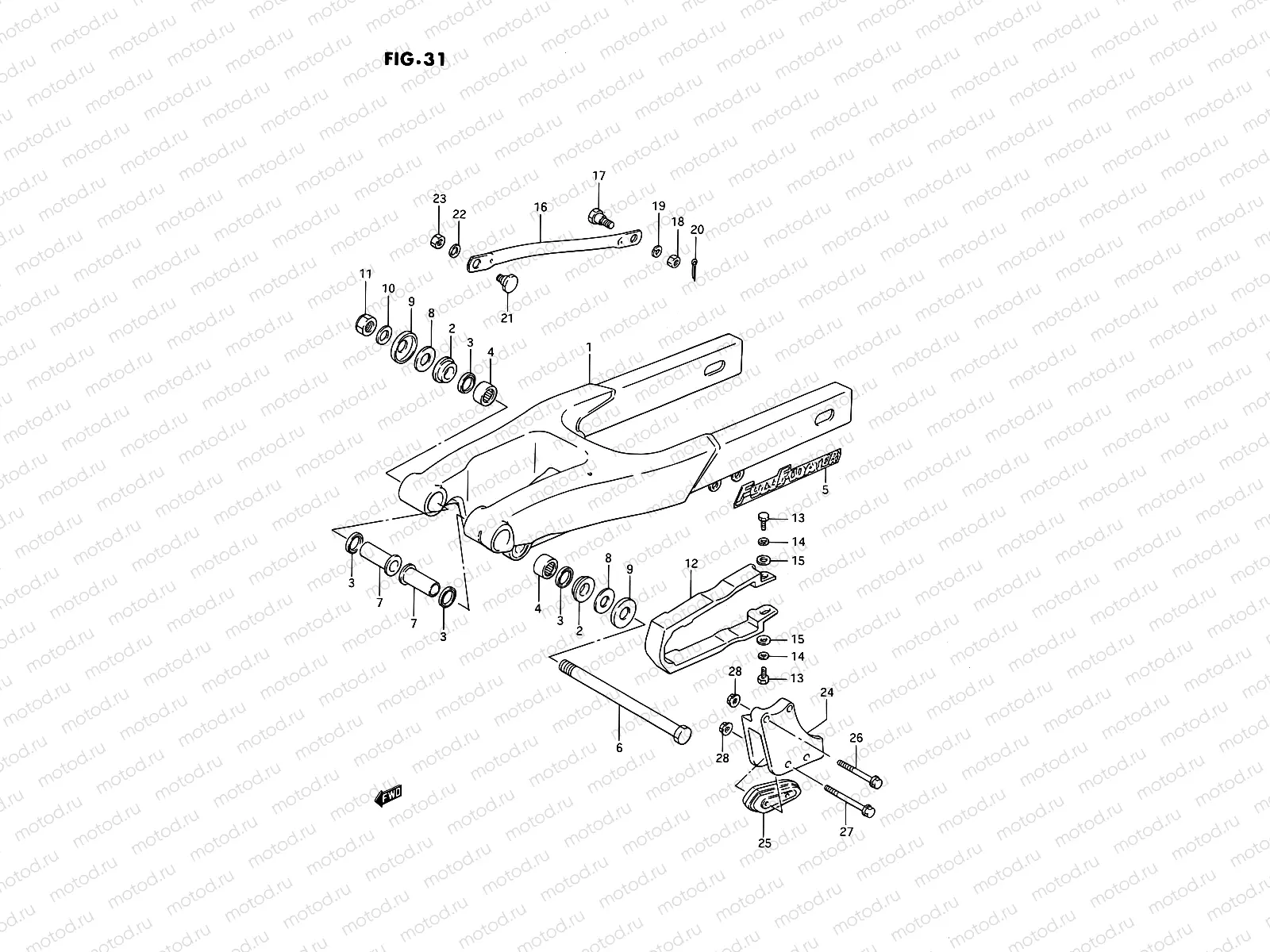 31 - REAR SWINGING ARM (MODEL G/H)