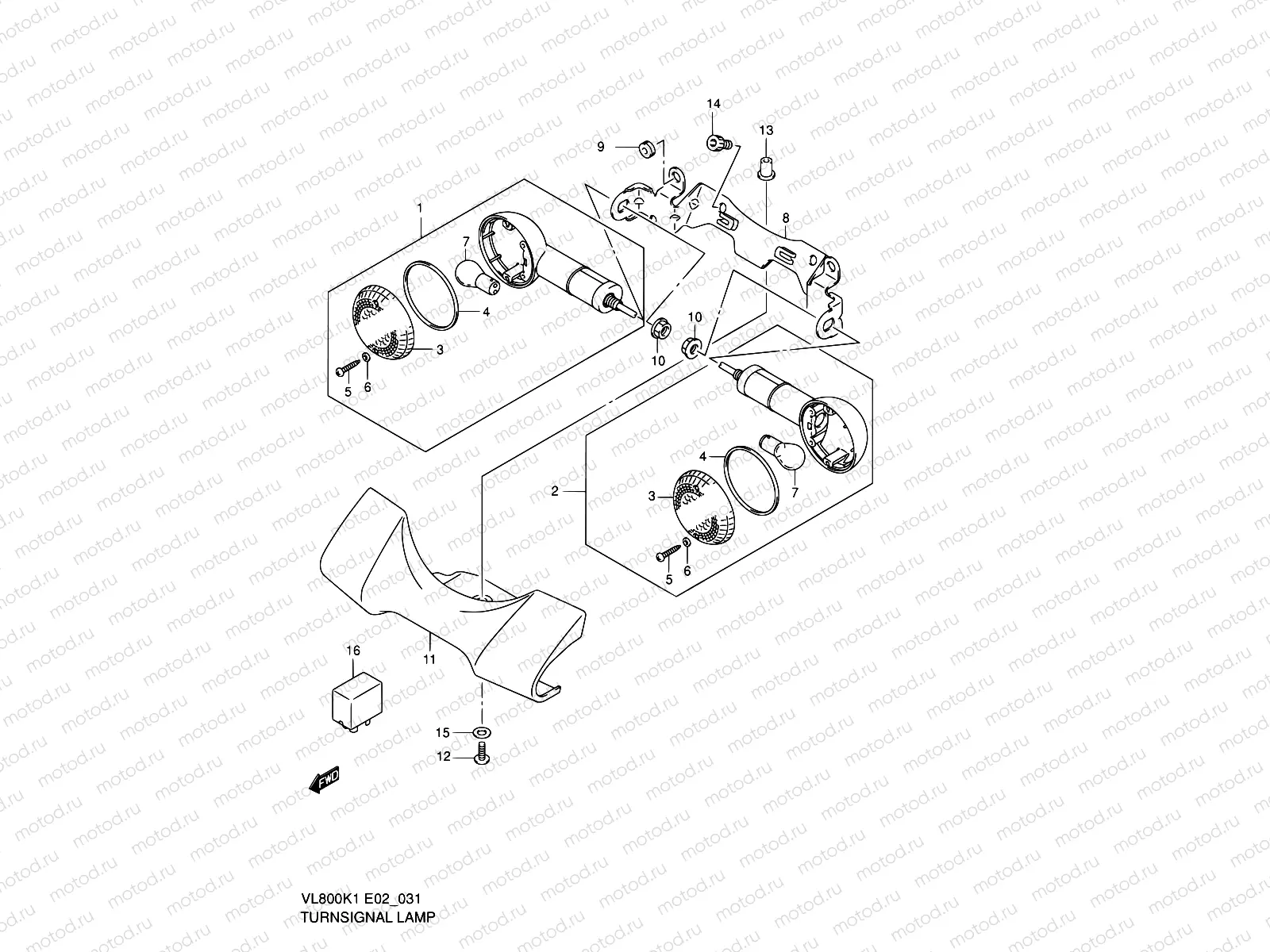 31 - TURNSIGNAL FRONT LAMP (MODEL K1/K2/K3)