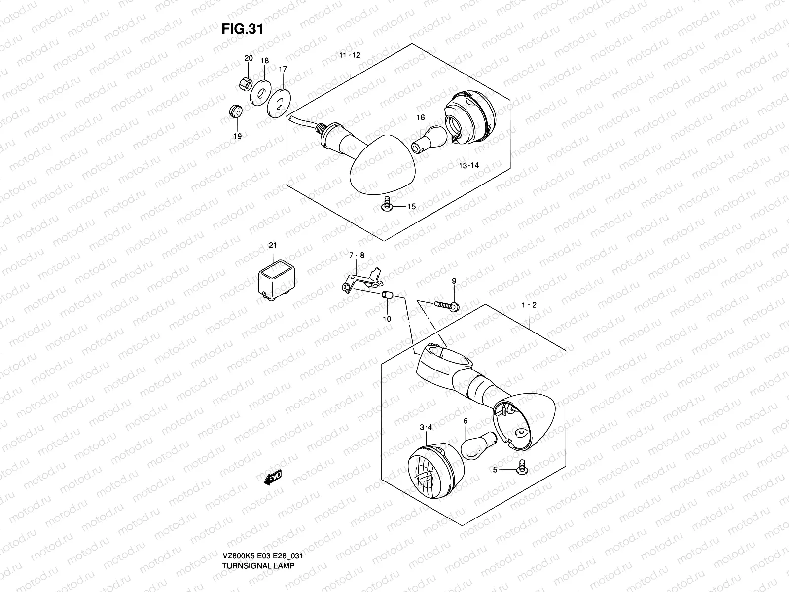 31 - TURNSIGNAL FRONT & REAR LAMP (SEE NOTE)