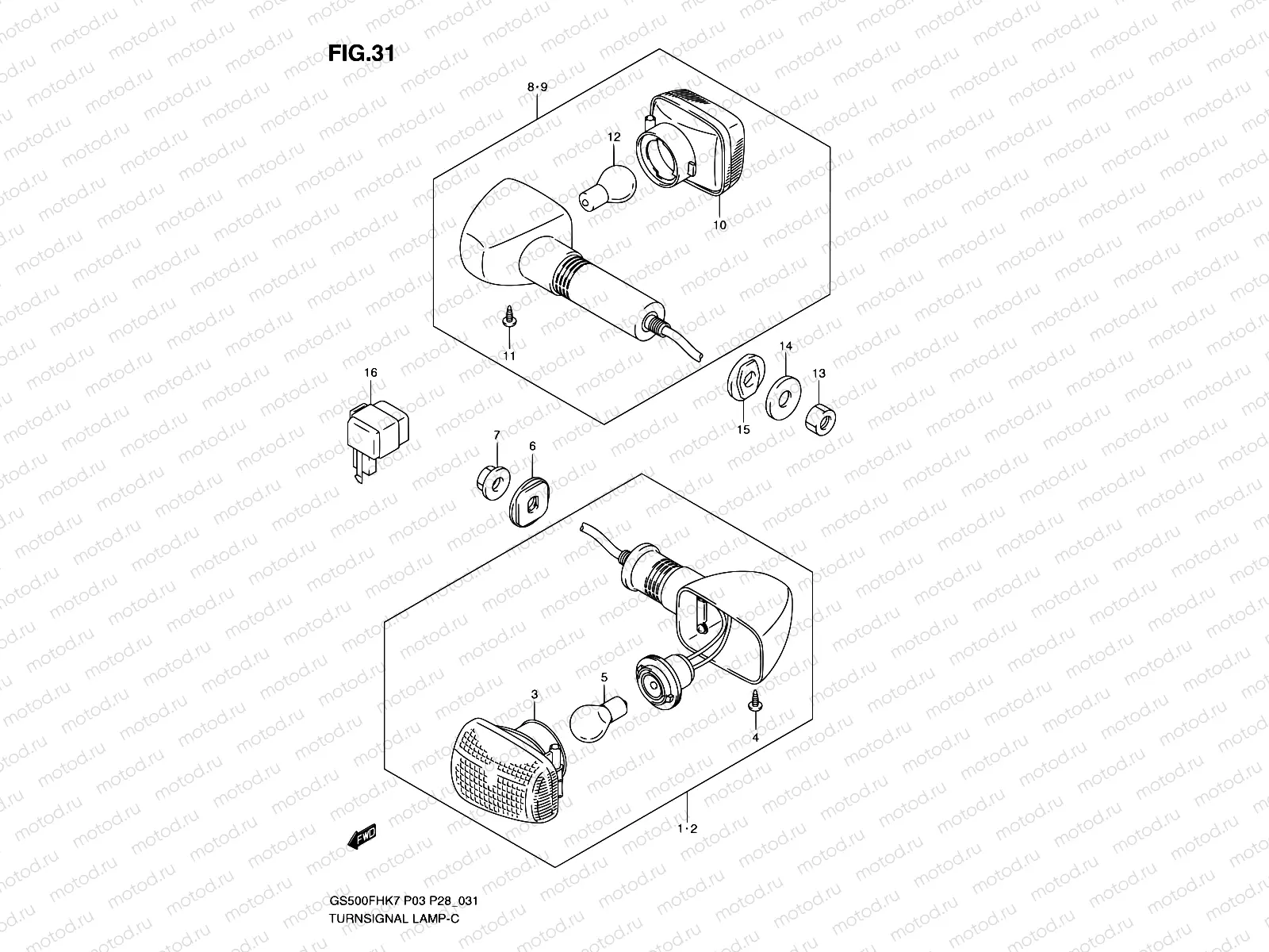 31 - TURNSIGNAL LAMP (GS500FH P03, P28, P33, P95)