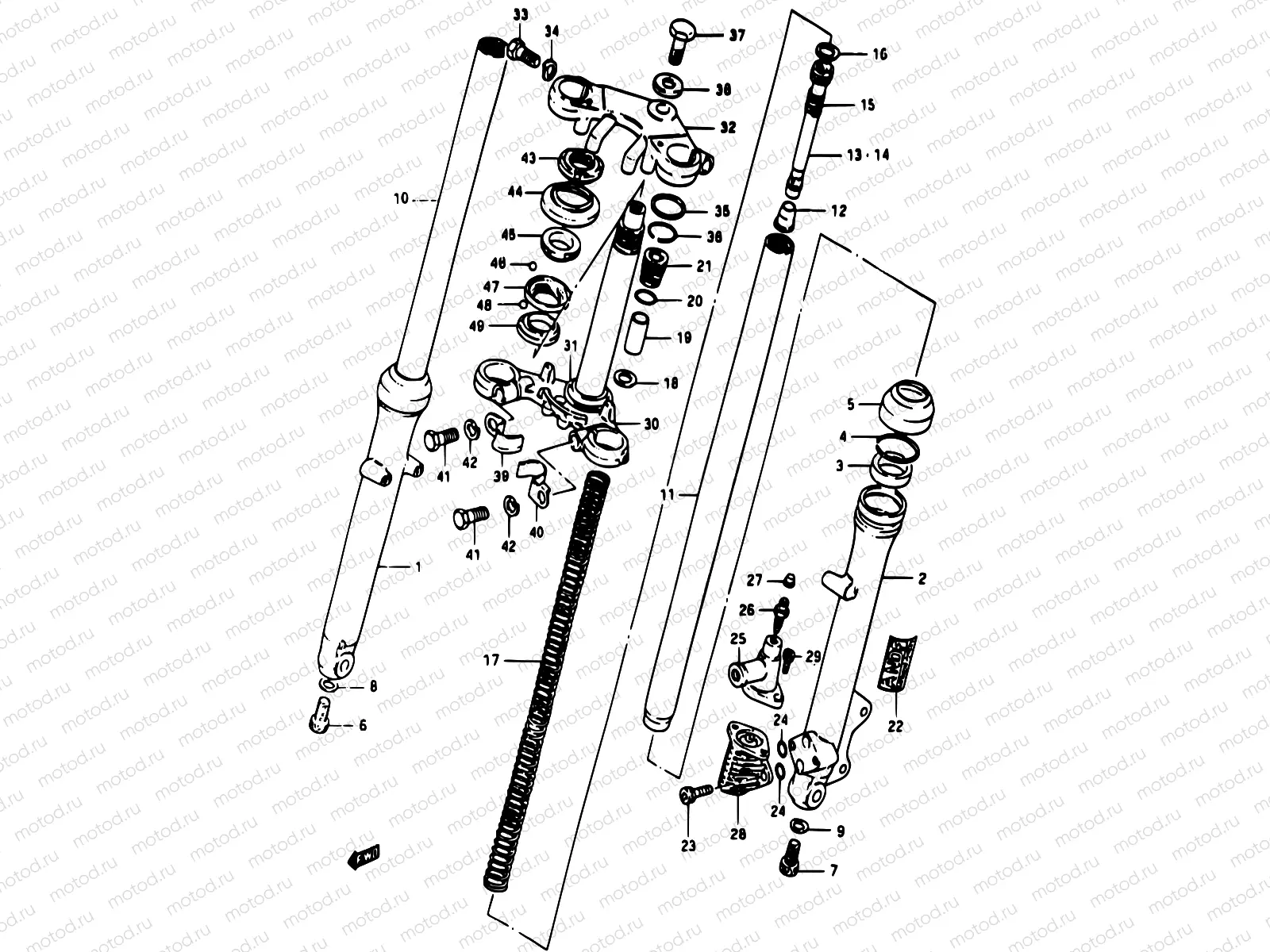 32 - FRONT FORK (MODEL D ~F.NO.111265)