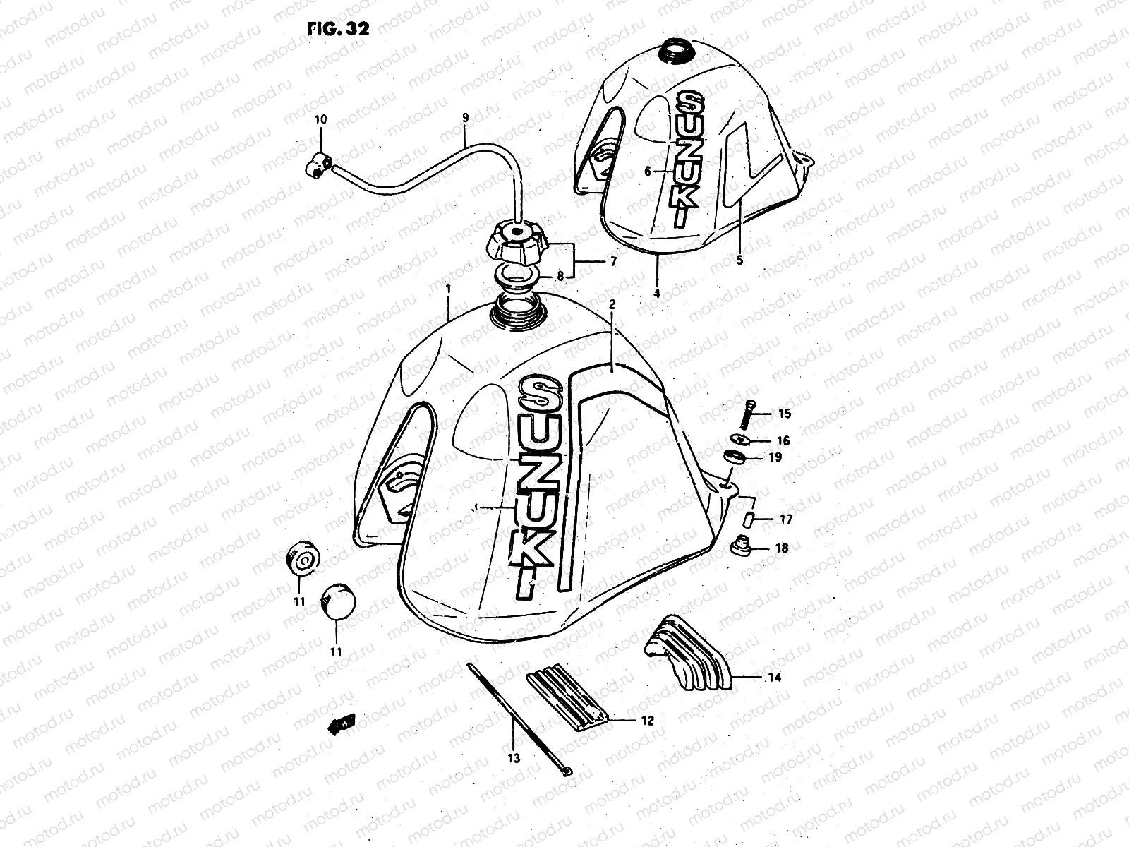 32 - FUEL TANK (DR500RG/RH)