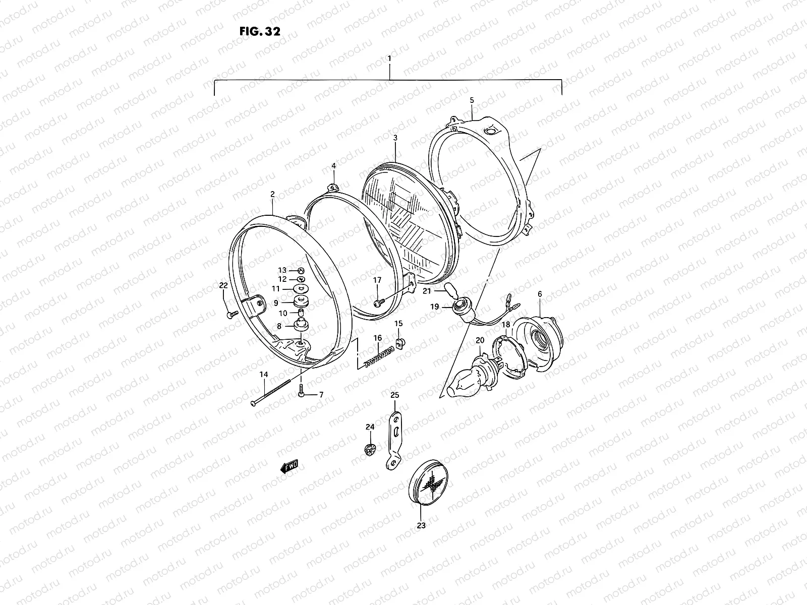 32 - HEADLAMP (MODEL M/N/P,SEE NOTE)