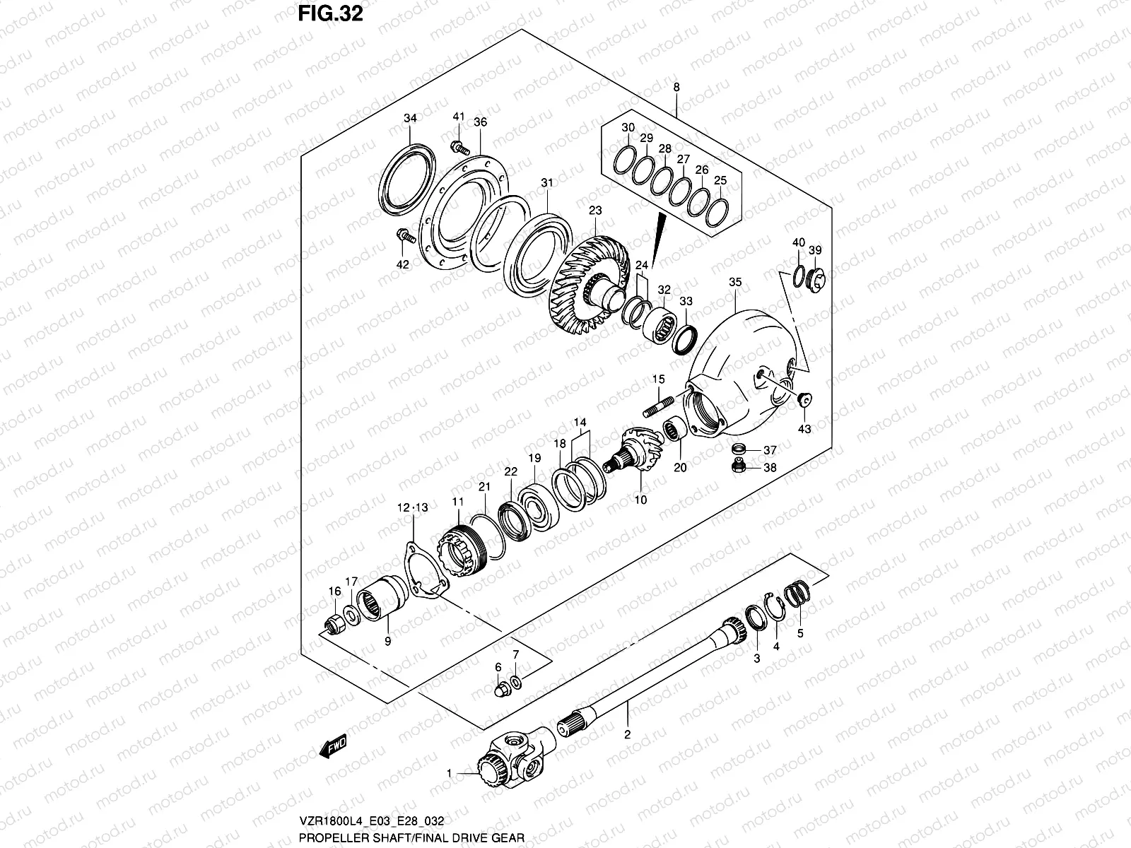 32 - PROPELLER SHAFT/FINAL DRIVE GEAR (VZR1800L4 E28)