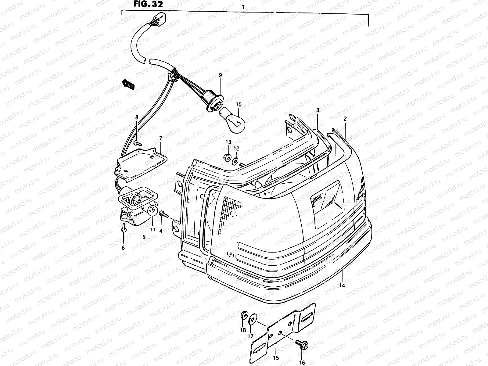 32 - REAR COMBINATION LAMP (E15, E18, E21, E22, E25, E26)