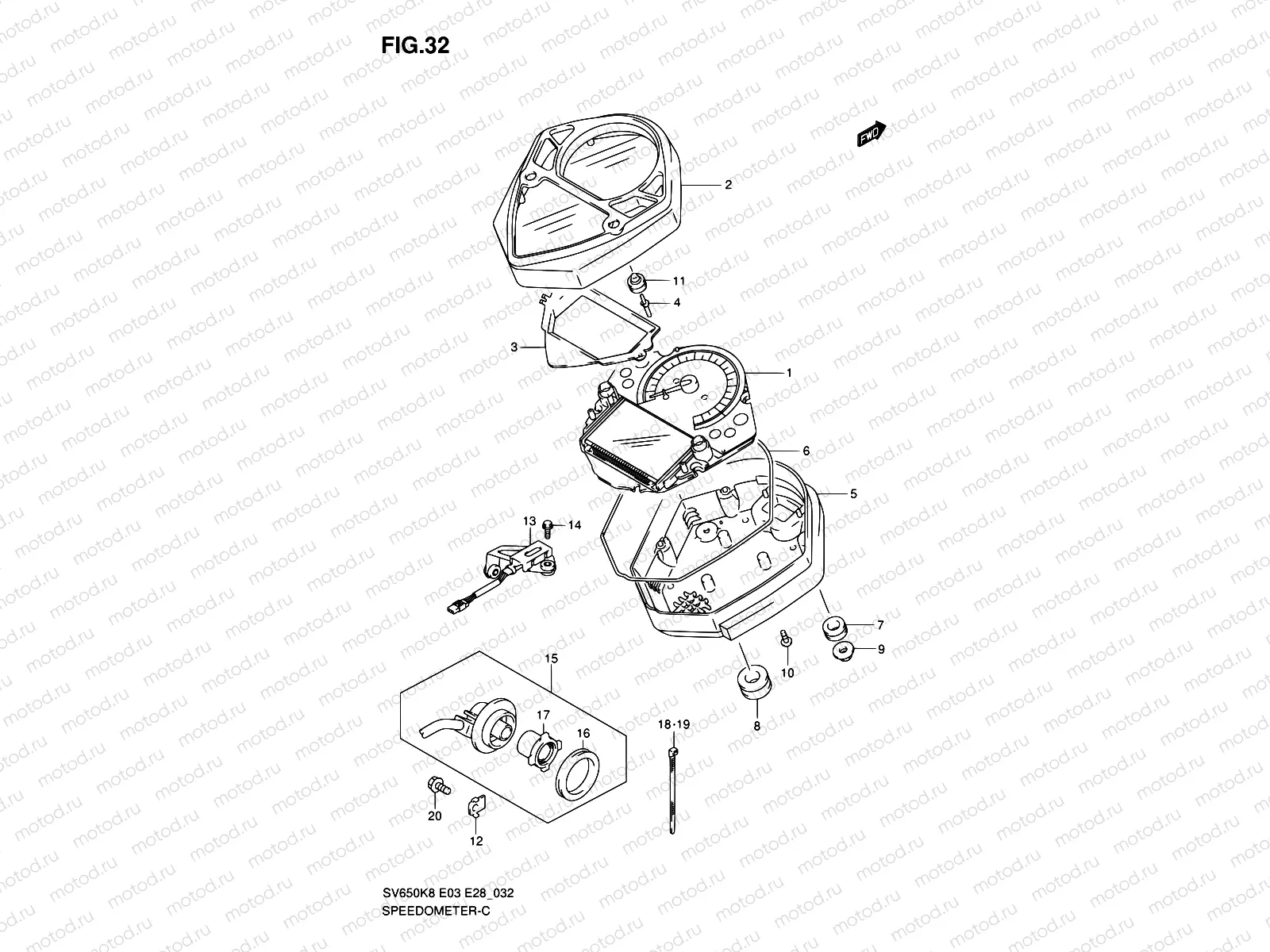 32 - SPEEDOMETER (SV650SK8/SK9/SL0)