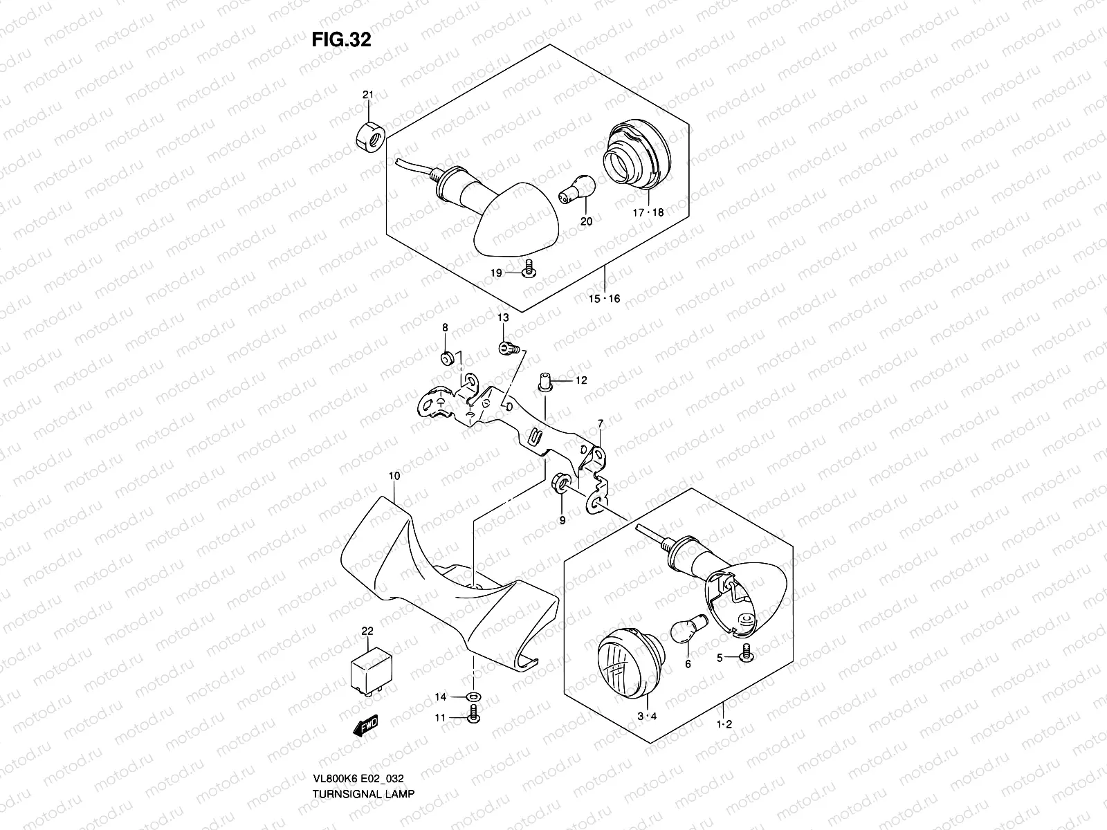 32 - TURNSIGNAL FRONT & REAR LAMP (MODEL K6/K7/K8)