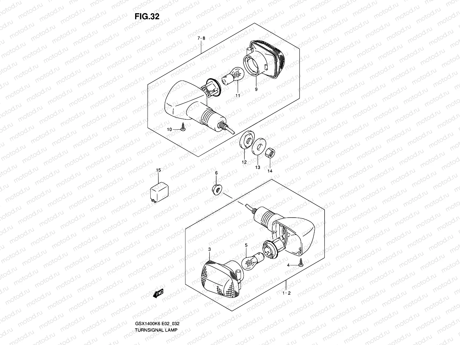 32 - TURNSIGNAL LAMP (GSX1400K6/K7/UK6 E02,E19)