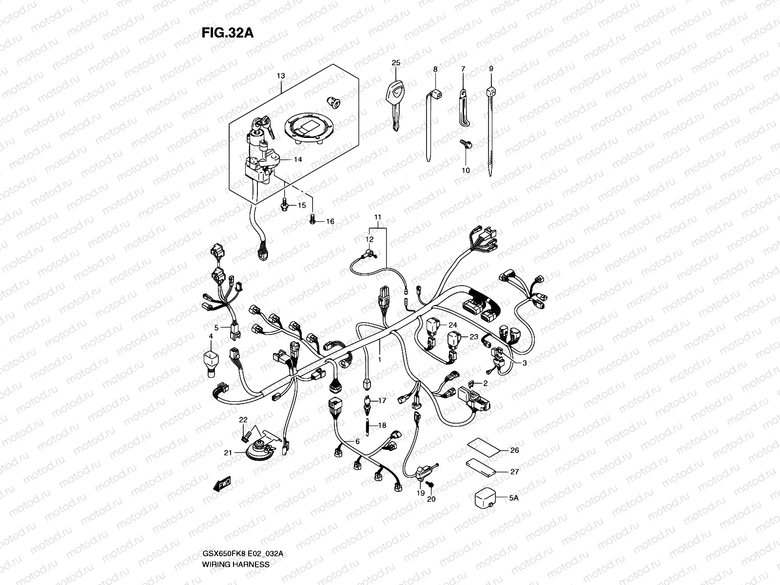 32A - WIRING HARNESS (GSX650FA/FUA)