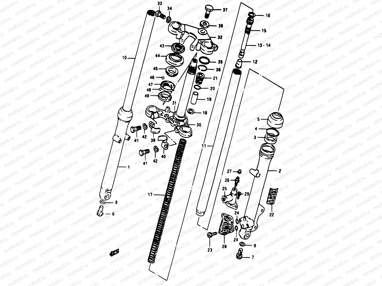 33 - FRONT FORK (MODEL D F.NO.111266~ / MODEL E/F/G/J)