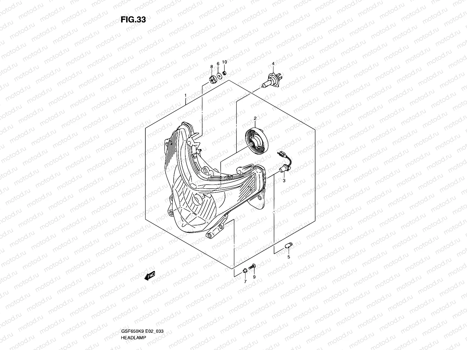 33 - HEADLAMP (GSF650SK9/SAK9/SUK9/SUAK9/SL0/SAL0/SUL0/SUAL0)