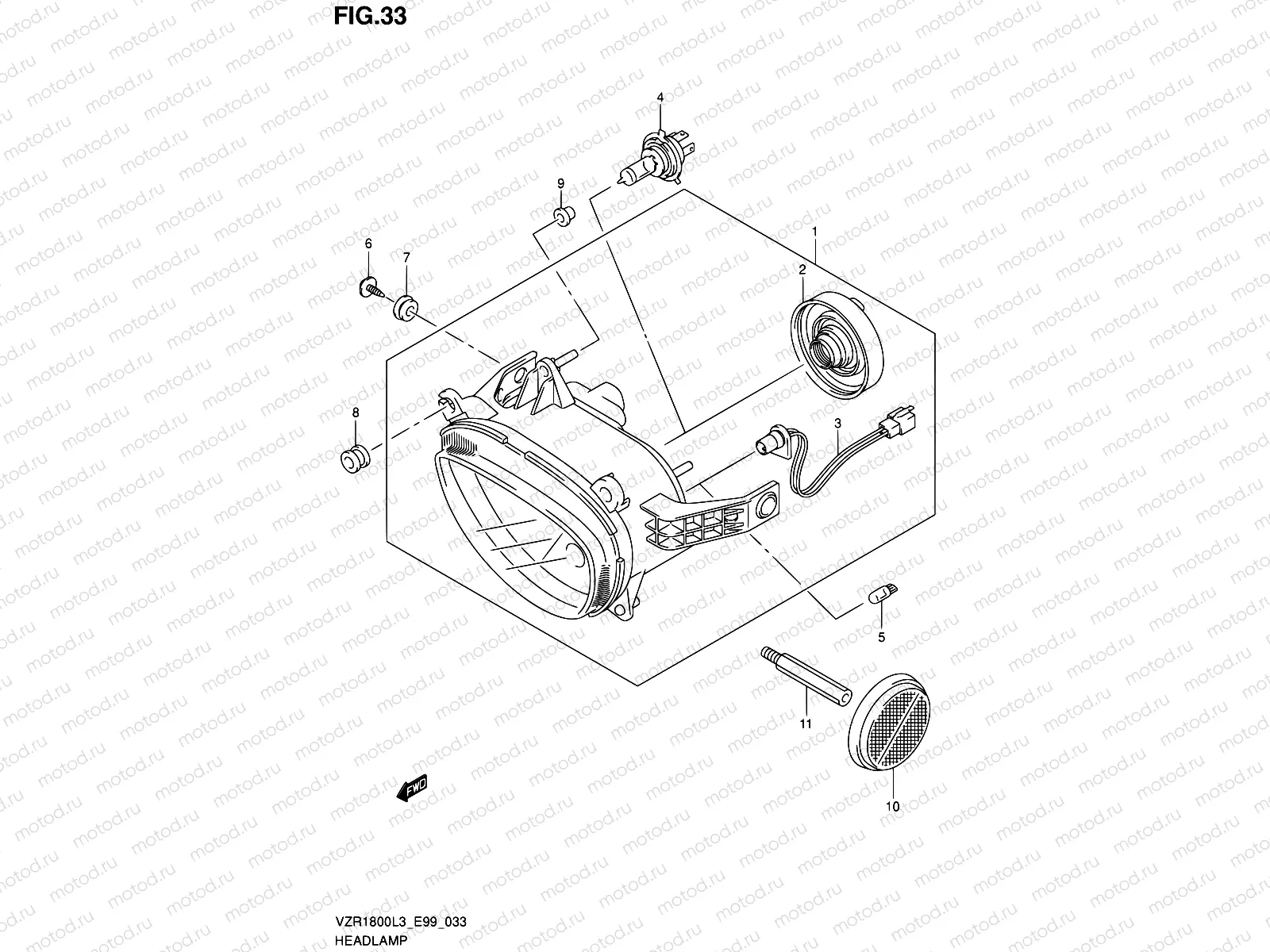 33 - HEADLAMP (WITH REFLECTOR)