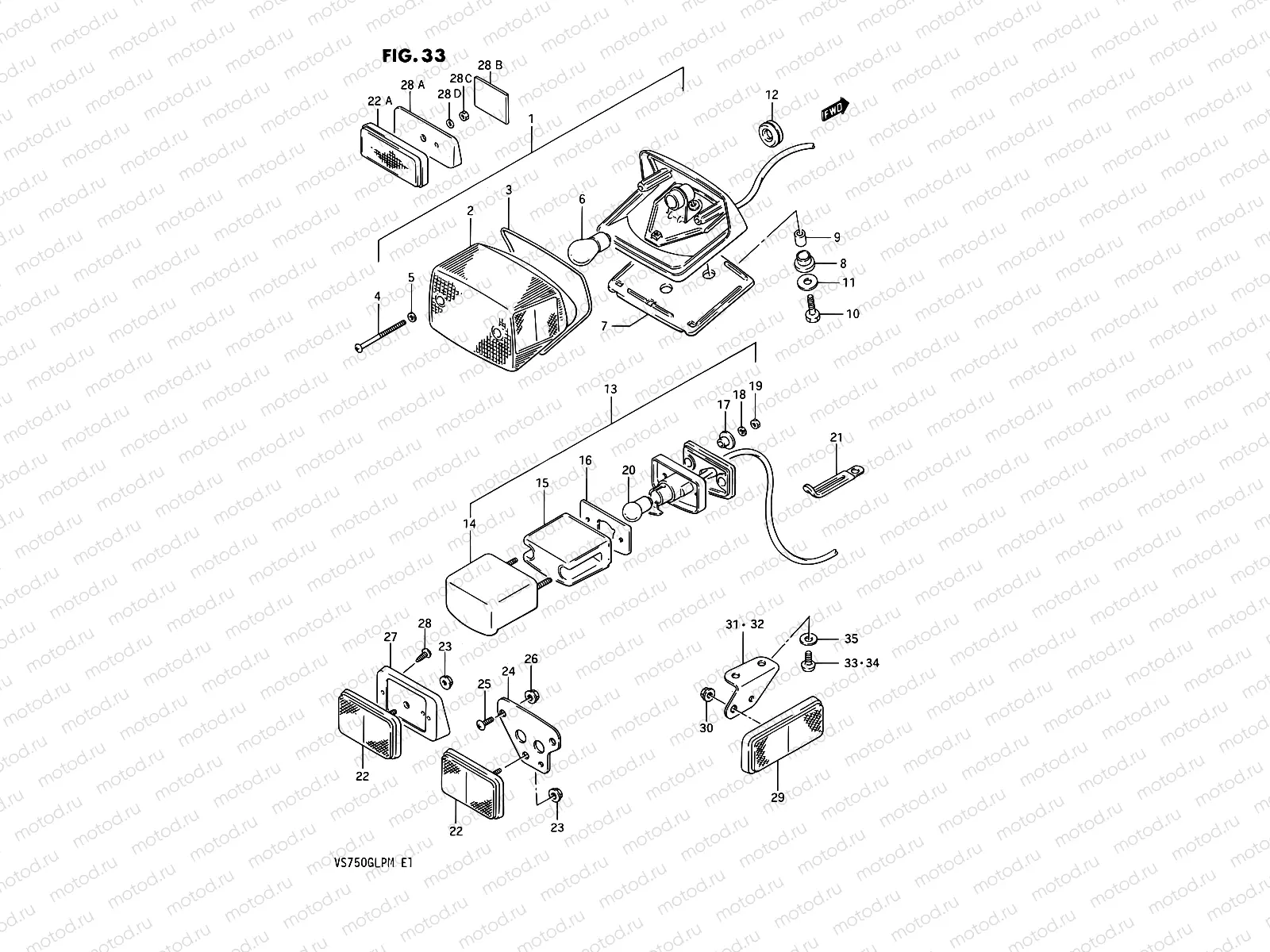 33 - REAR COMBINATION LAMP (EXCEPT : MODEL F,MODEL K/L/M E01,E24)