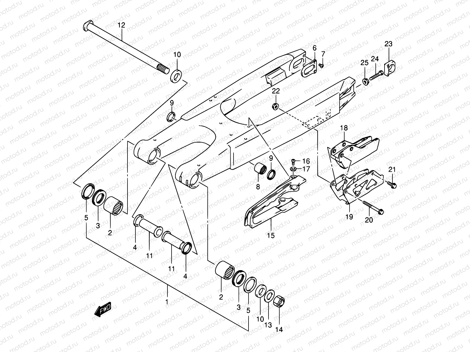 33 - REAR SWINGING ARM (MODEL K1/K2/K3)