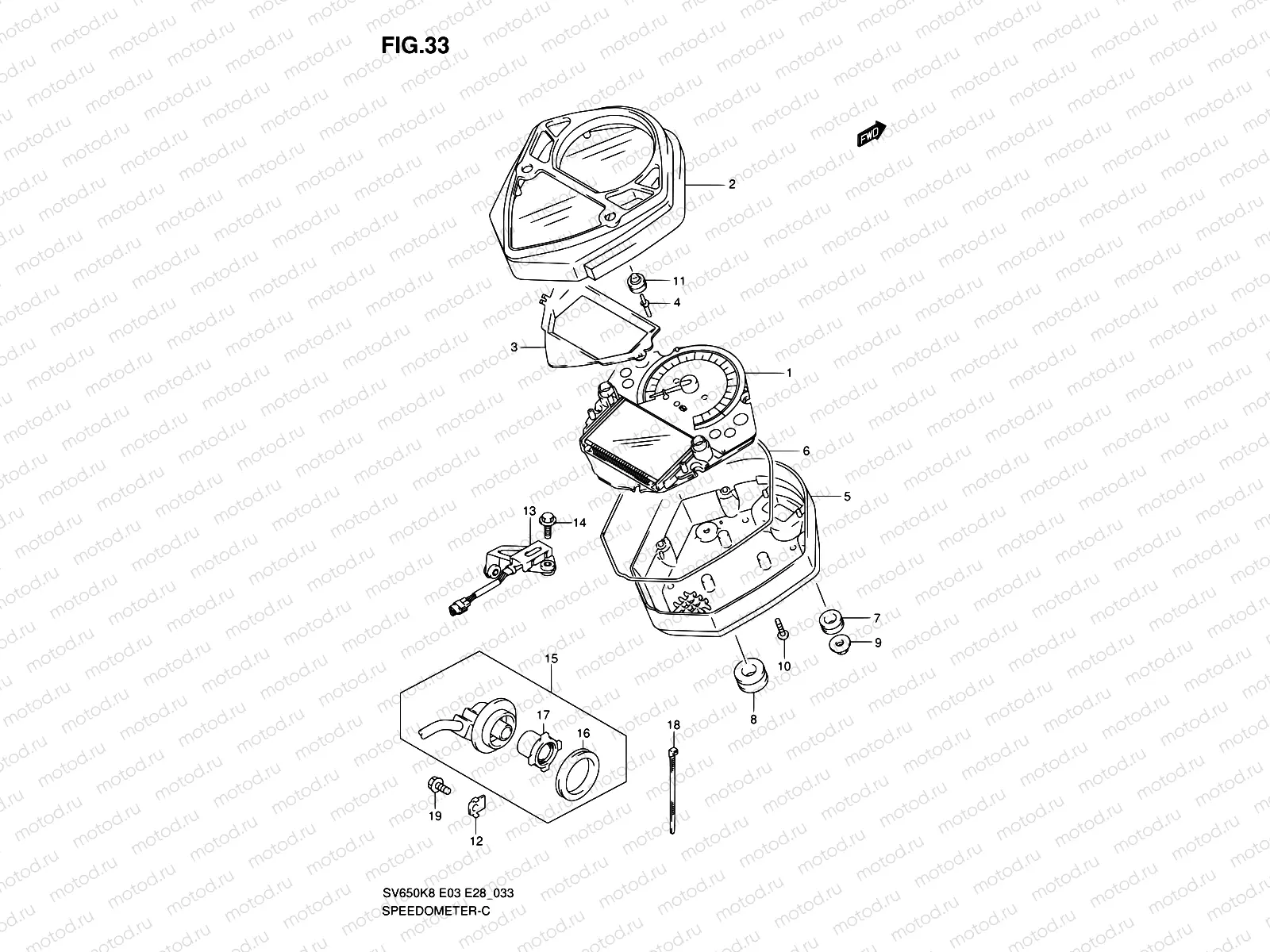 33 - SPEEDOMETER (SV650SAK8/SAK9/SAL0)