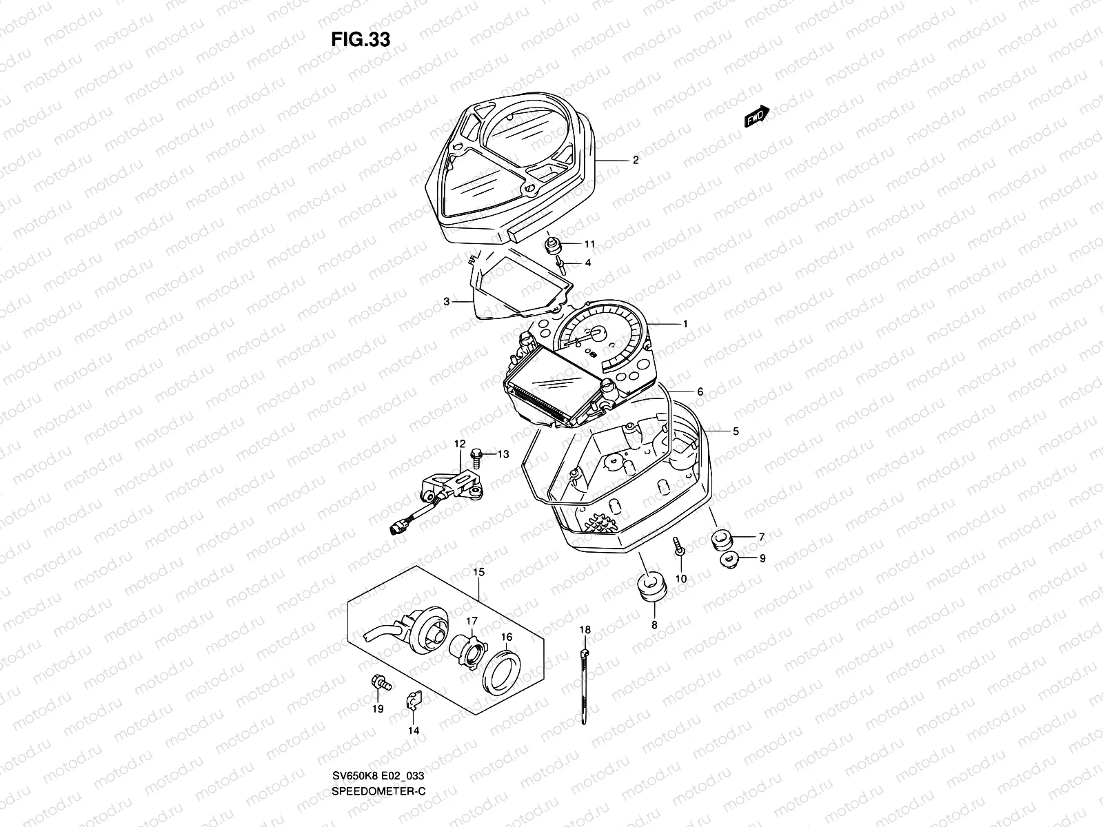 33 - SPEEDOMETER (SV650SAK8/SAK9/SUAK8/SUAK9/SAL0/ASUL0)