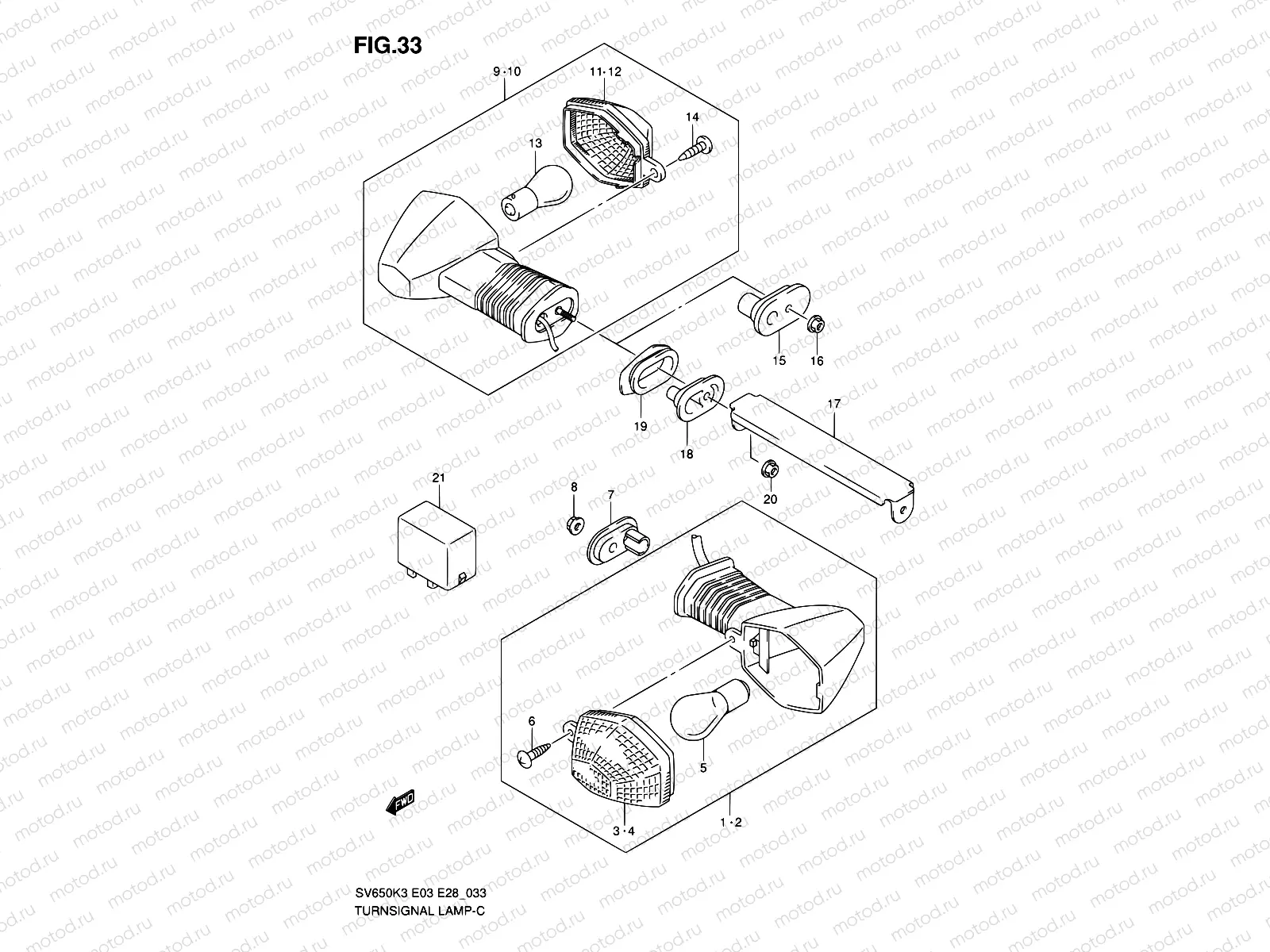 33 - TURNSIGNAL LAMP (SV650K3/K4/K5/K6/K7/AK7)