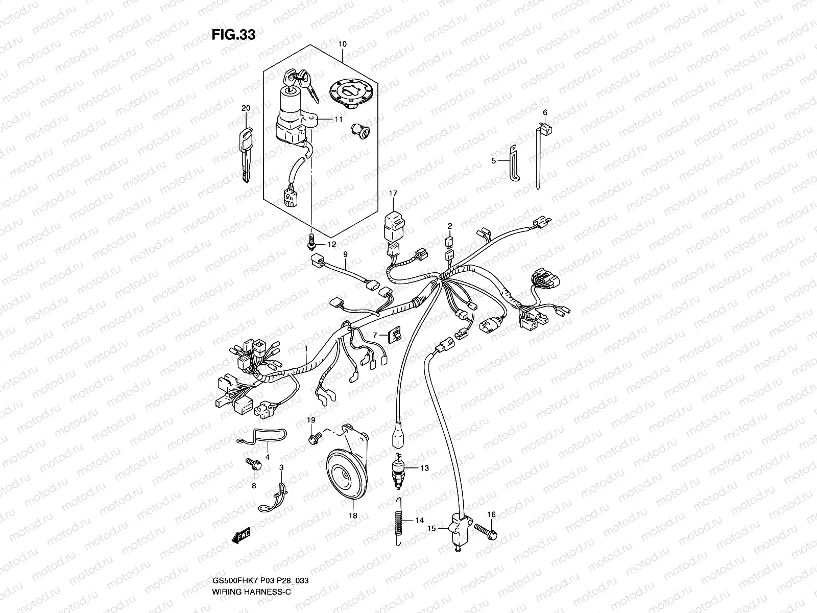 33 - WIRING HARNESS (GS500H P28, P95)